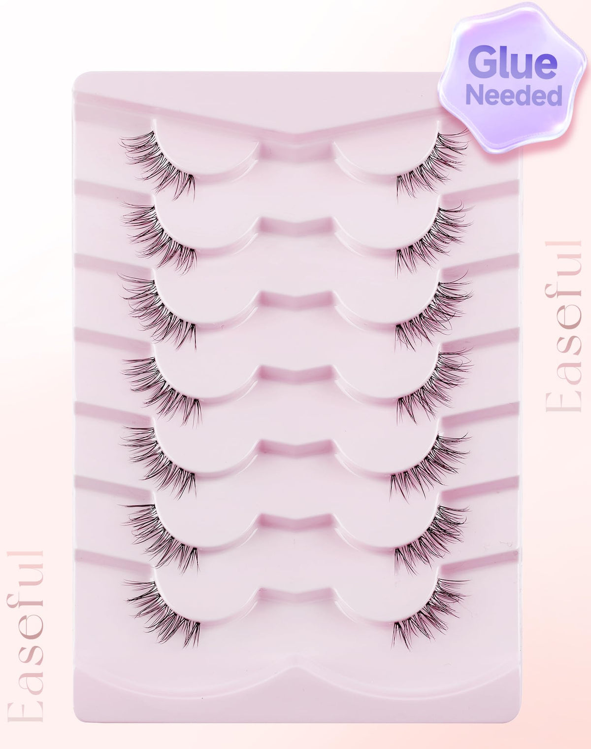Easeful Half Lashes Natural Corner Eyelashes Wispy Natural Look Clear Band 3/4 Lashes Half-01 Easeful