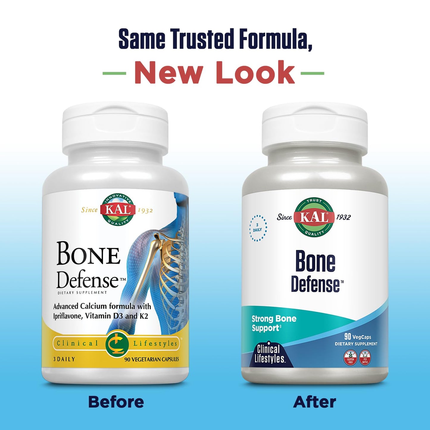 KAL Bone Defense | Healthy Bone Strength and Density Supplement | Calcium, Vitamin D3 and K2, Magnesium | 90ct, 30 Serv. KAL