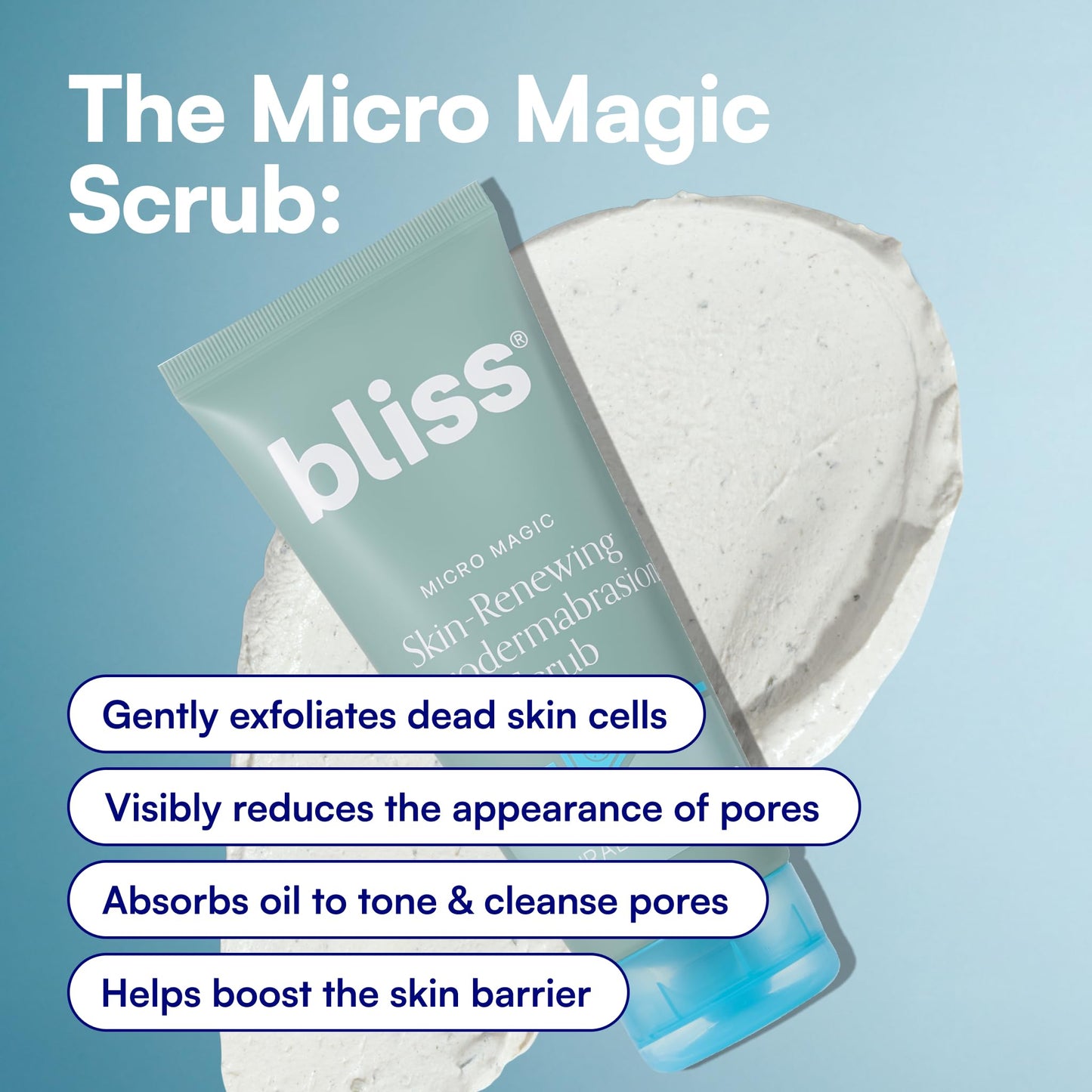 Bliss Micro Magic Skin-renewing Microdermabrasion Scrub | Smoothing Volcanic Pumice & Purifying Kaolin Clay | Refreshed Glow Straight-from-the-Spa Bliss