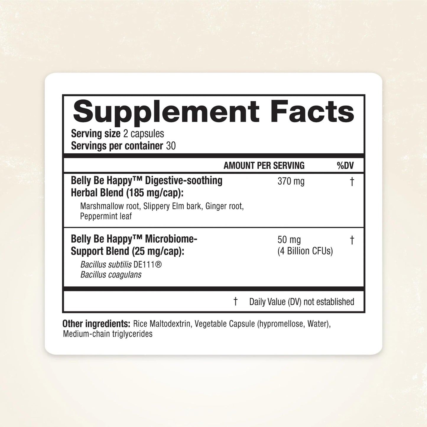 RidgeCrest Herbals Belly Be Happy - 60 Capsules - Digestive Comfort Support - Non-GMO RidgeCrest Herbals