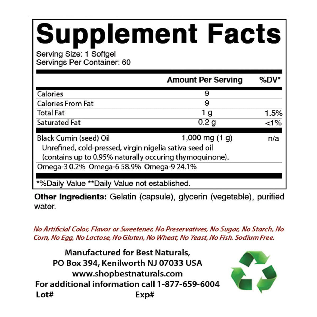 Best Naturals 2 Packs Black Seed Oil Capsules 1000 mg (Non-GMO) Nigella Sativa Best Naturals
