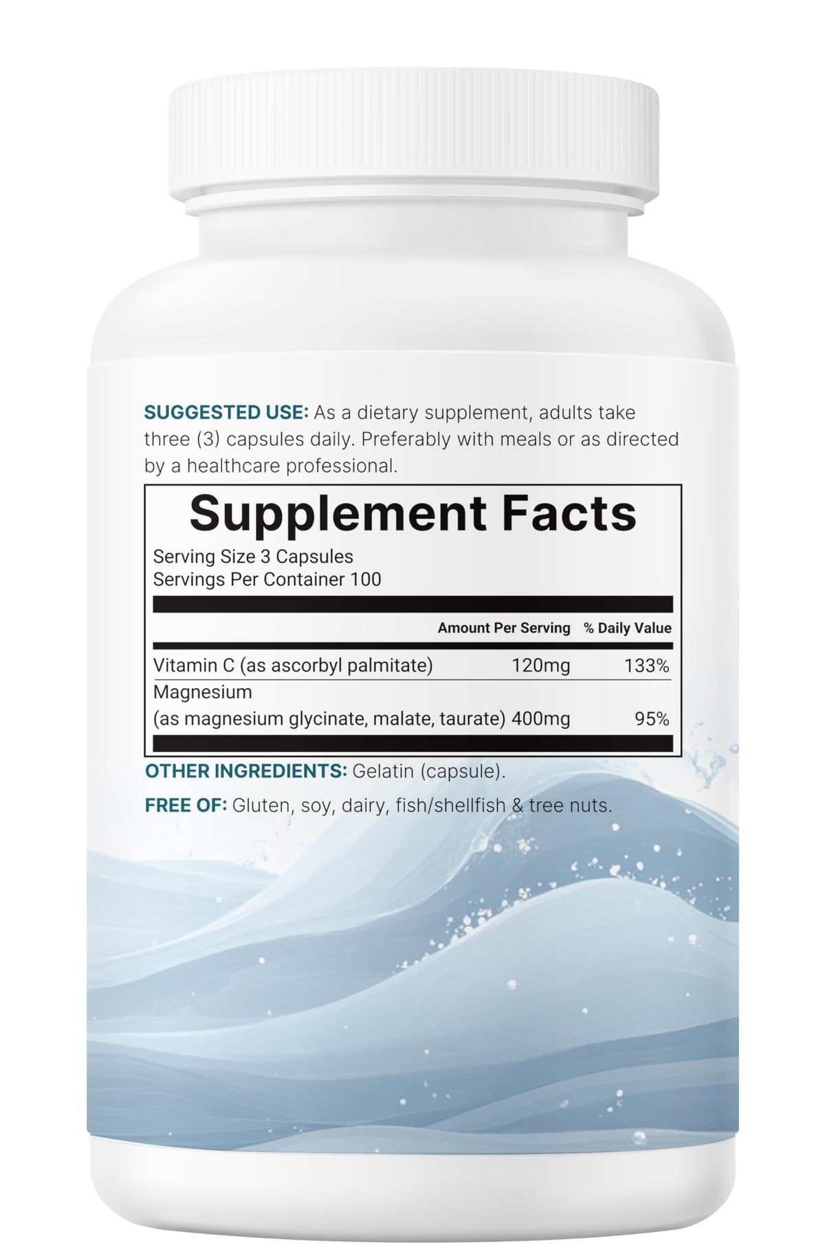 Micro Ingredients Pure Magnesium Complex, 300 Capsules | Triple Magnesium Glycinate, Malate, Taurate with Vitamin C | 100% Chelated | Supports Muscles Micro Ingredients