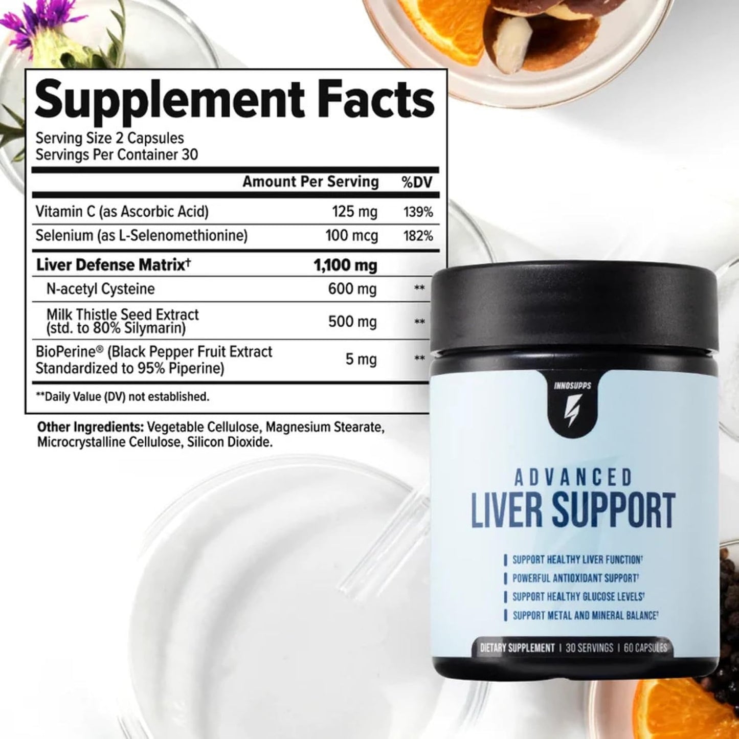 InnoSupps Advanced Liver Support Supplement with NAC, Milk Thistle, Selenium & Vitamin C – Liver Cleanse Detox & Repair – Liver Health, Liver Aid & Liver Defense for Men and Women – 60 Capsules