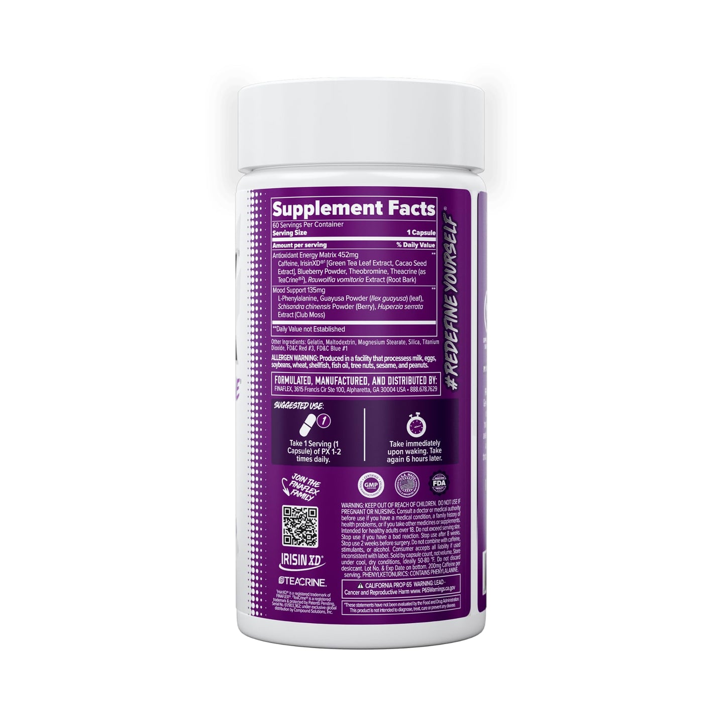 FINAFLEX PX PRO Xanthine - 60 Capsules - Thermogenic - Promotes Energy, Focus & Appetite Suppression FINAFLEX