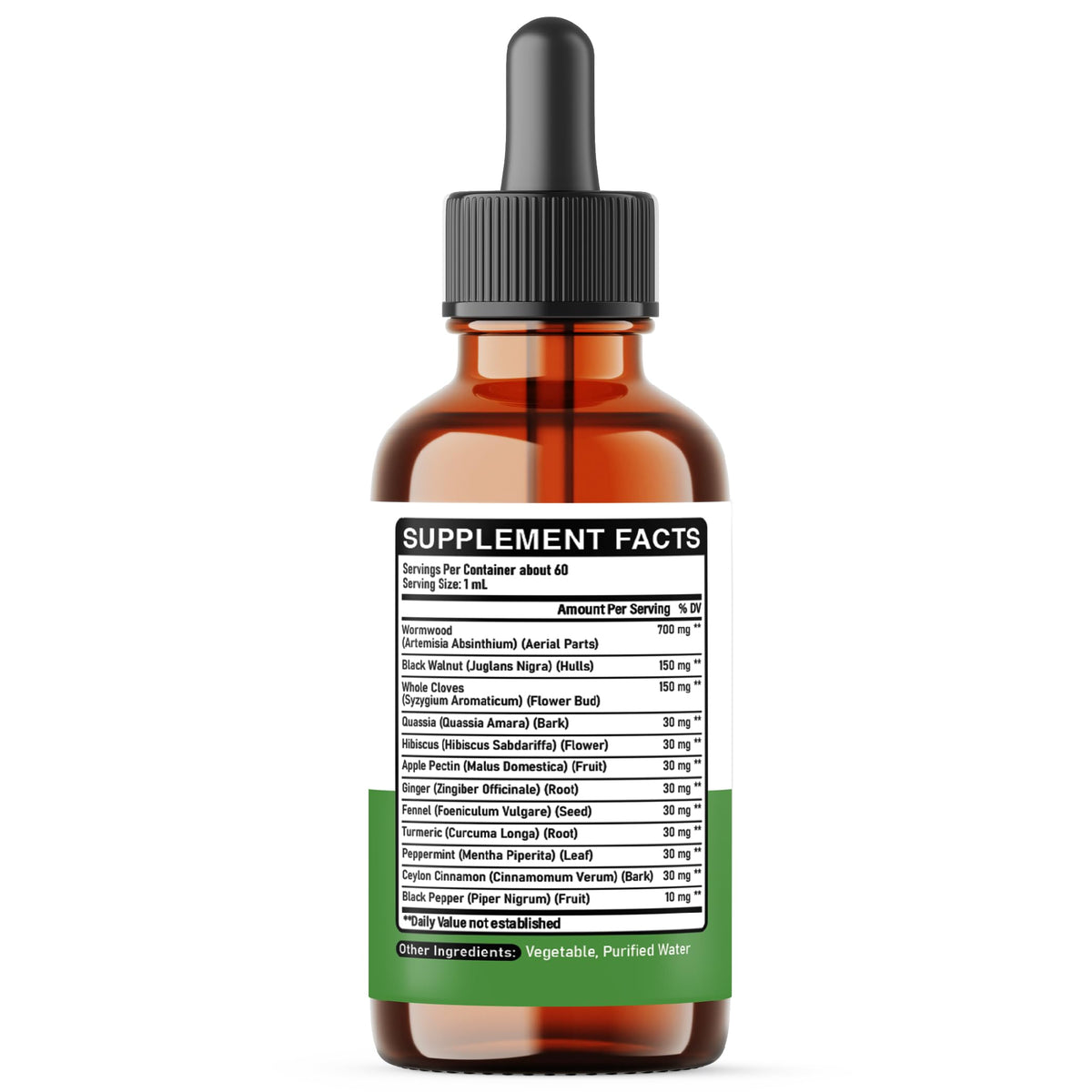 DEDICAD 12in1 Wormwood Liquid Drops - Black Walnut Wormwood Tincture Liquid Extract Whole Cloves and 9 More Herbs - 60 Days Supply DEDICAD