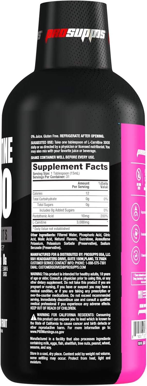 PROSUPPS L-Carnitine 3000 Stimulant Free Liquid Shots (31 Servings, Dragon Fruit) and Hyde Max Pump Pre Workout for Men and Women (20 Servings, Unflavored) Bundle Gsupps Australia