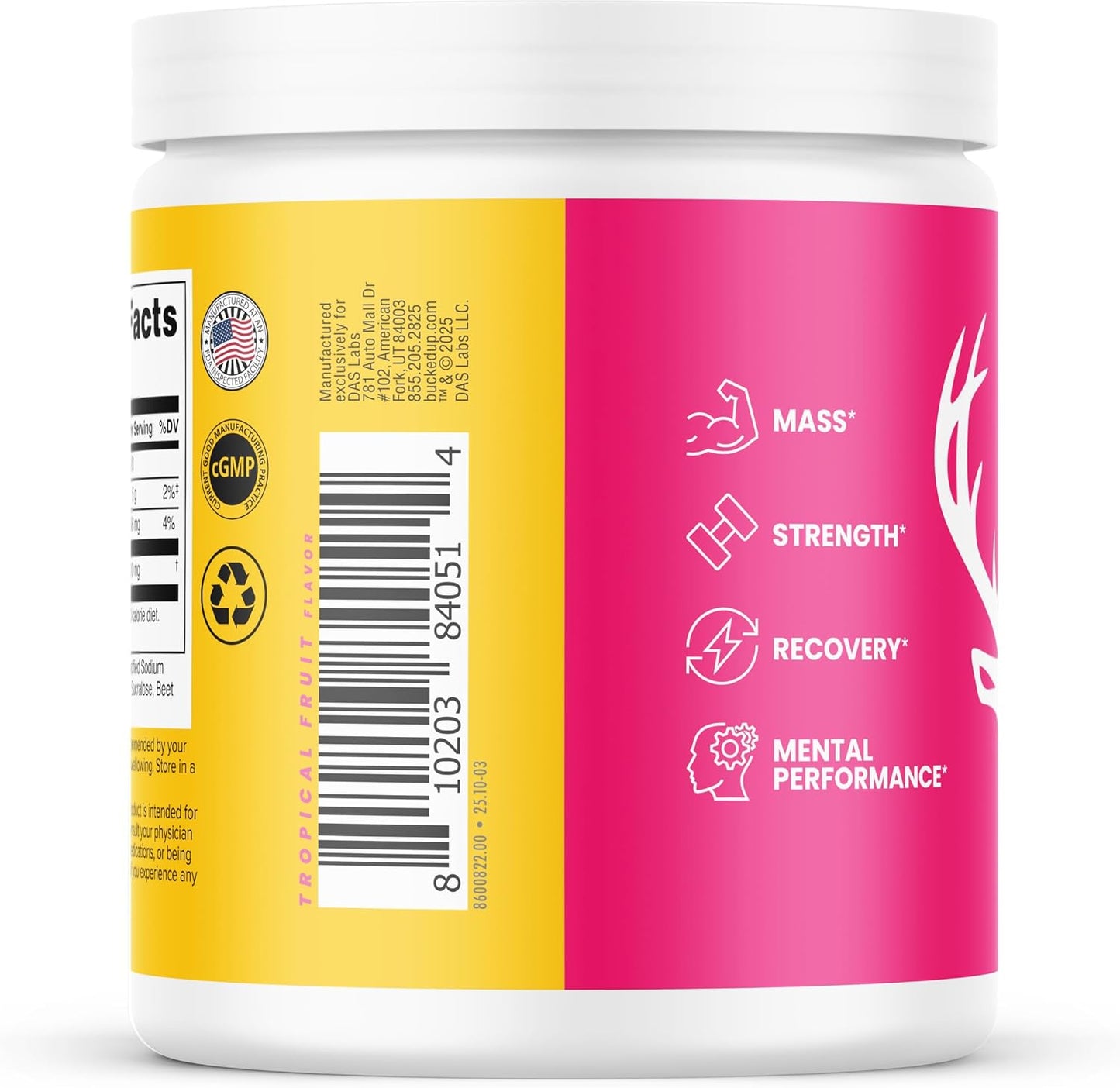 Bucked Up Creatine Candy Tropical Blast | Micronized Creatine Monohydrate | 120 Chewable Tablets, 24 Servings | Fizzy Creatine No Water Needed | Non GMO Gluten Free Third Party Tested Gsupps Australia