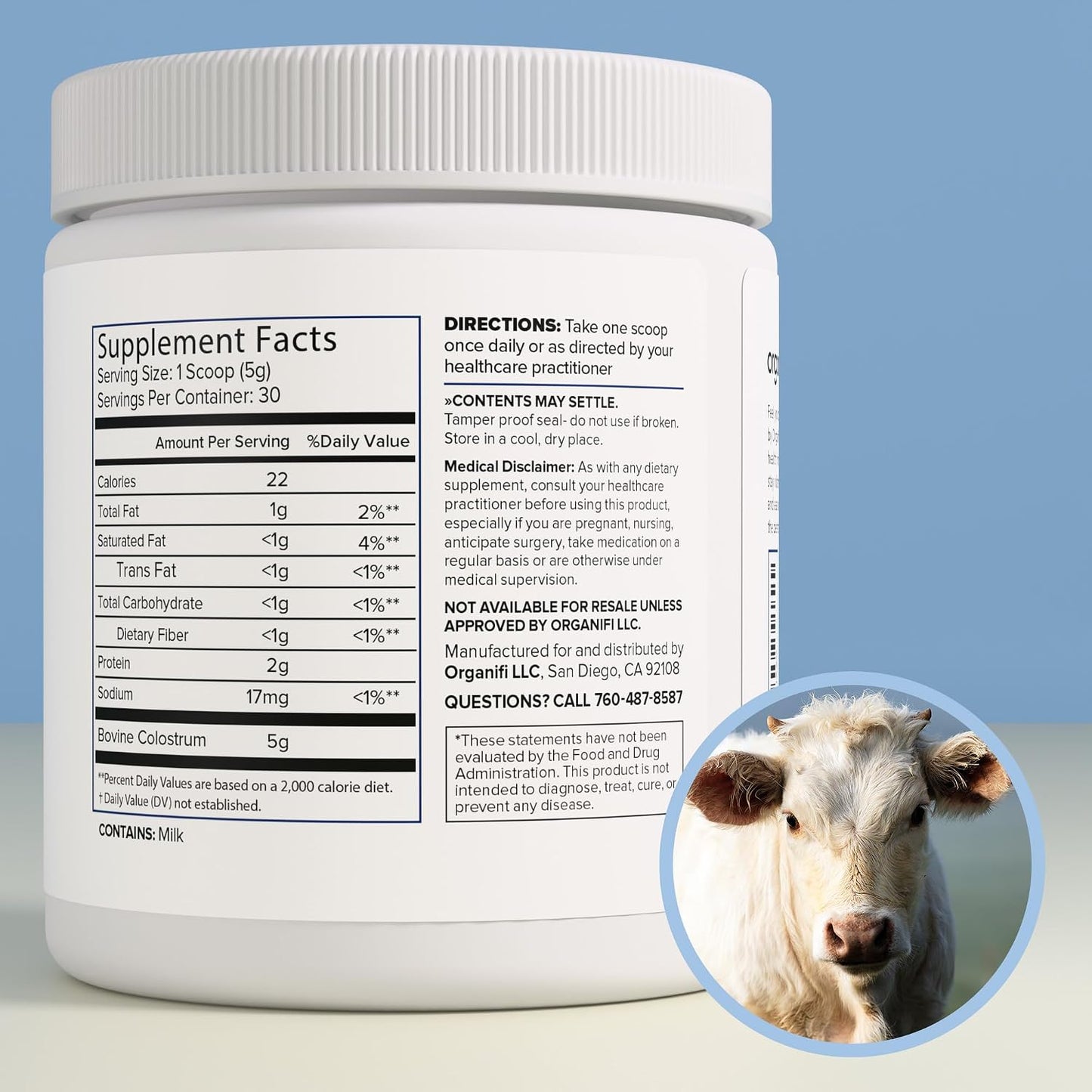 Organifi Bovine Colostrum Powder - Grass-Fed, USA-Sourced Colostrum Supplement for Gut Health, Immune Support and Recovery Gsupps Australia
