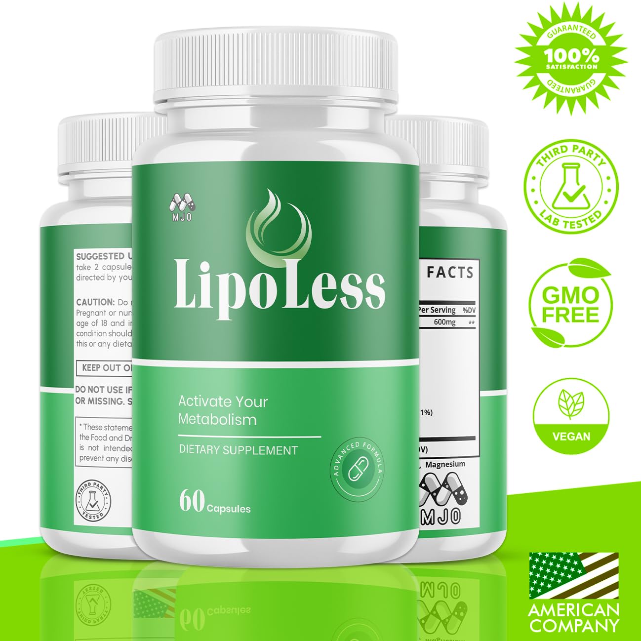 (3 Pack) LipoLess Capsules, Official Lipo Less Supplement Pills with All Natural Ingredients, Advanced Formula for Optimal Health Support with Premium Vitamins for Active Women & Men (180 Capsules) MJO