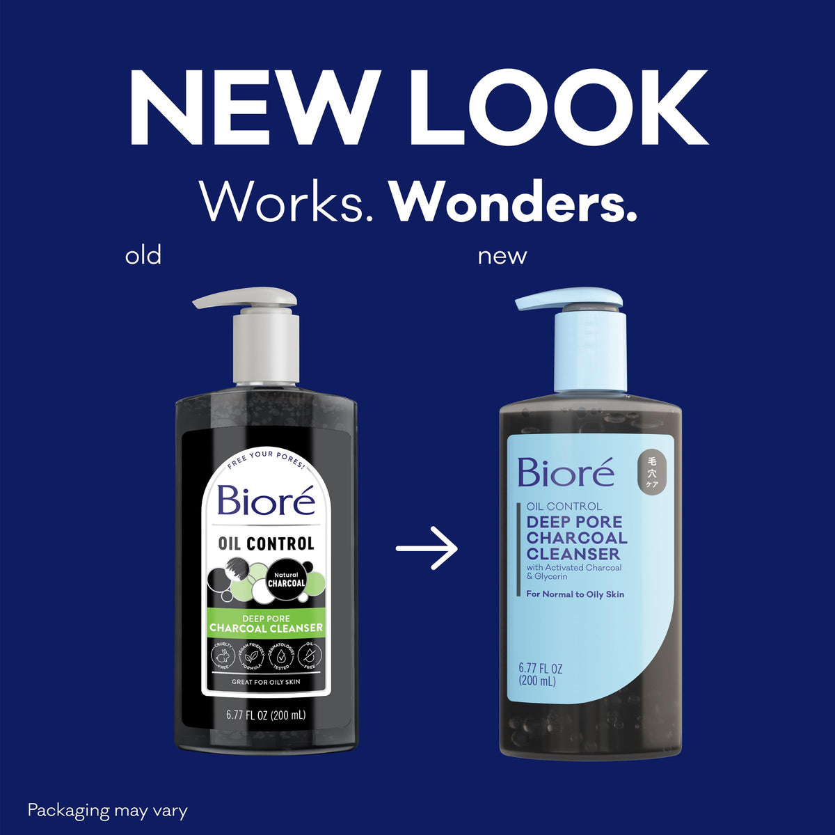 Biore Deep Pore Charcoal Face Wash, Daily Facial Cleanser for Dirt & Makeup Removal, for Oily Skin, 6.77 Oz Bioré