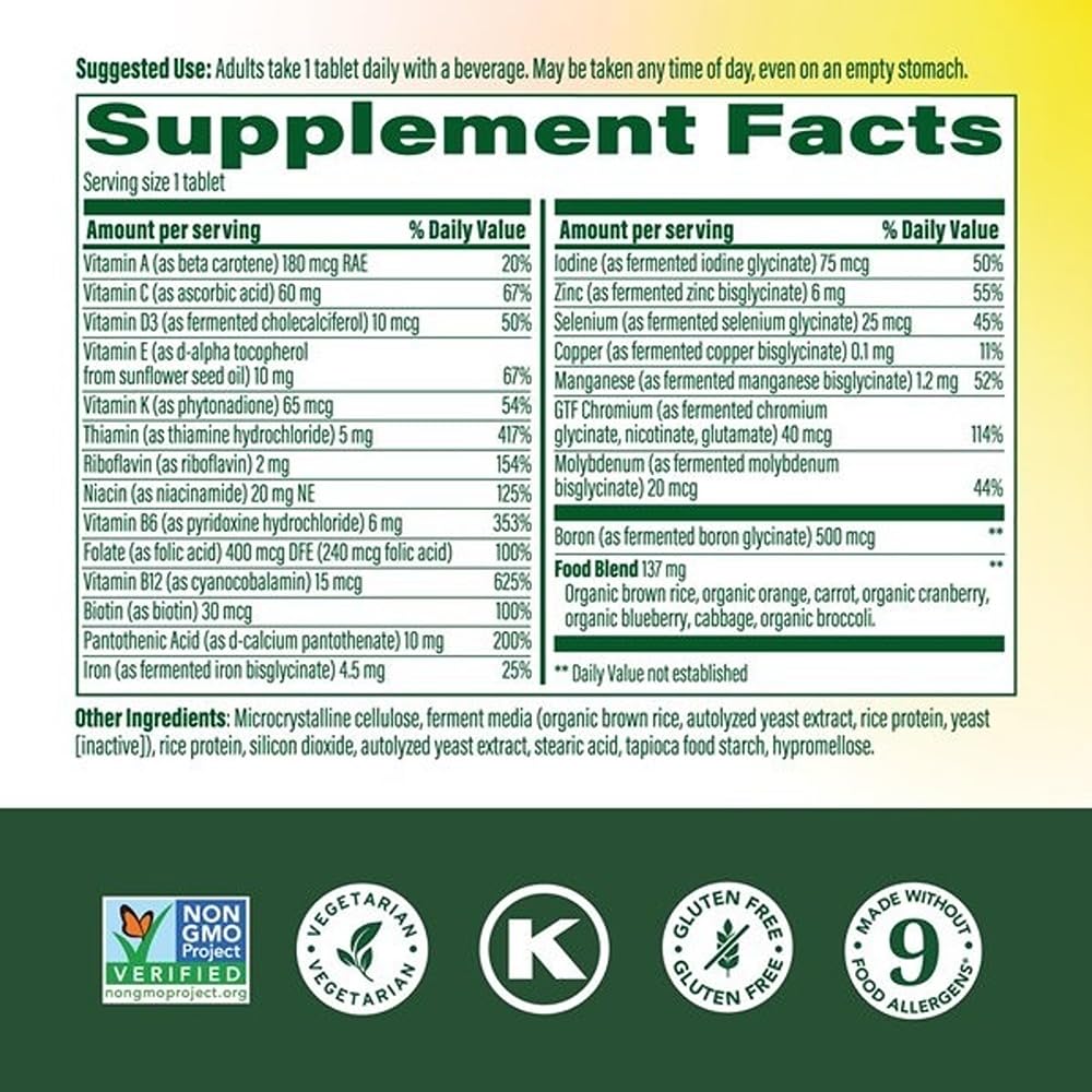 MegaFood One Daily Multivitamin for Women and Men, Immune Support Supplement with Real Food, Vitamin C & Vitamin B, Bone Health, Cellular Energy Metabolism, Vegetarian, Non-GMO, 90 Tablets MegaFood