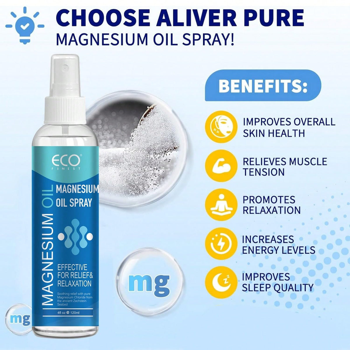 Magnesium Oil Spray For Muscle & Joint Relief – Natural Relaxation & Sleep Support, 4oz Fast-Absorbing Body Mist generic