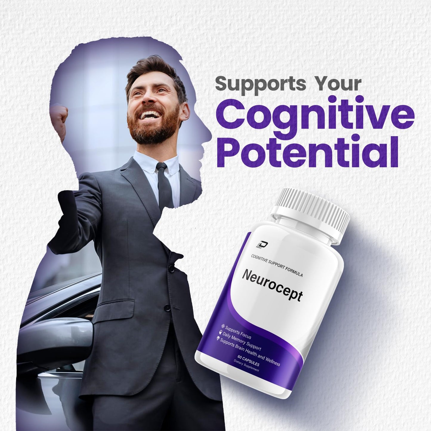 Neurocept Supplement Capsules – All Natural Maximum Strength Formula, Focus & Memory Support (2 Pack – 120 Capsules) Indelo