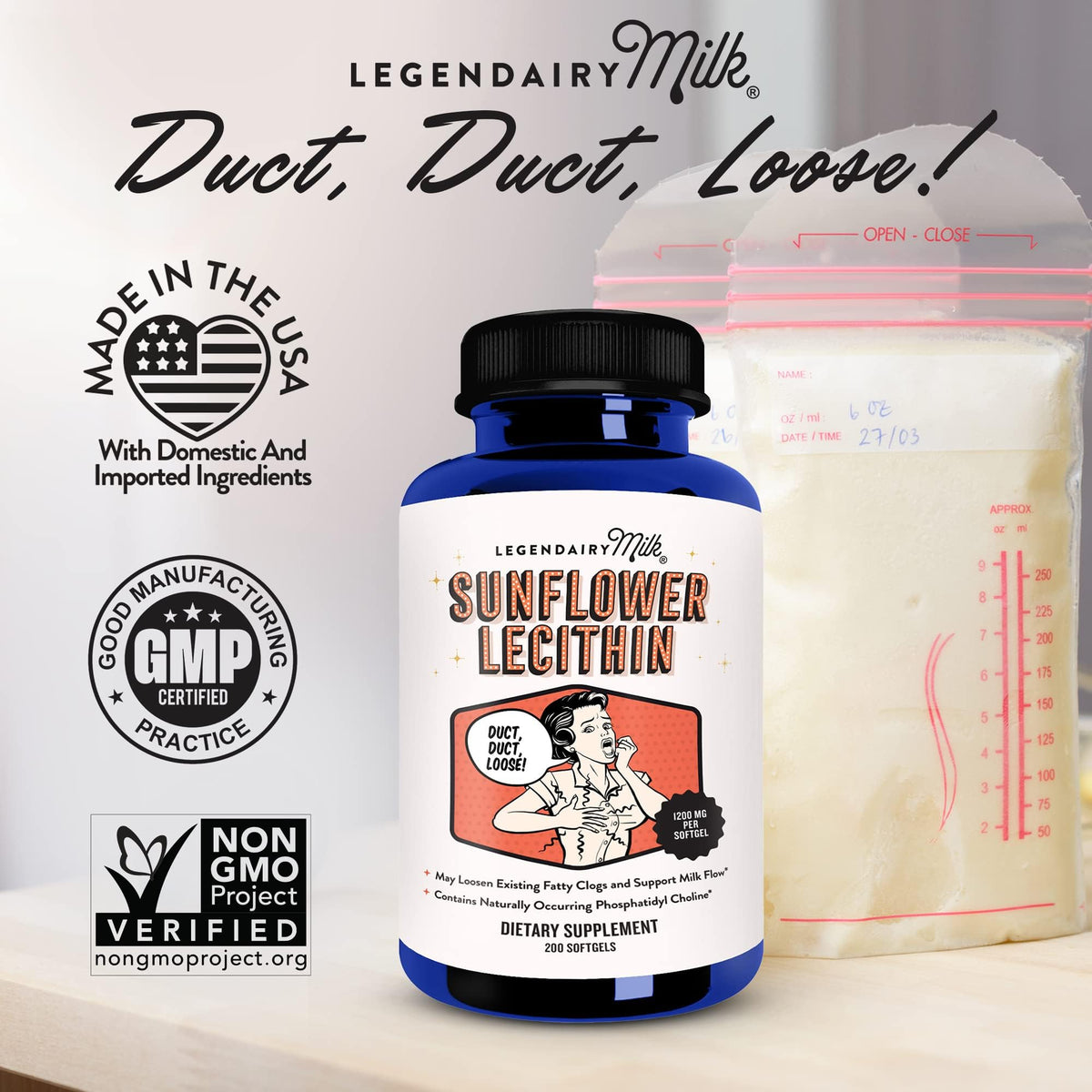 Legendairy Milk Sunflower Lecithin 1200mg, Lactation Support, Sunflower Lecithin Supplement for Clogged Milk Ducts Legendairy Milk
