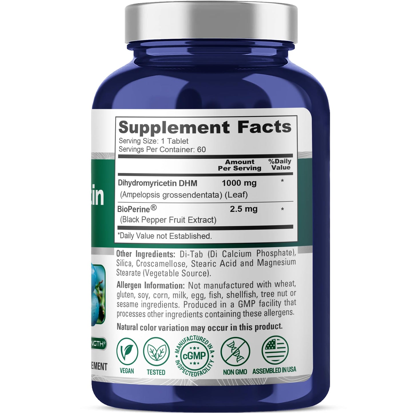NusaPure Dihydromyricetin (DHM) 1,000mg 60 Veggie Tablets (No GMO & 100% Vegetarian) NusaPure