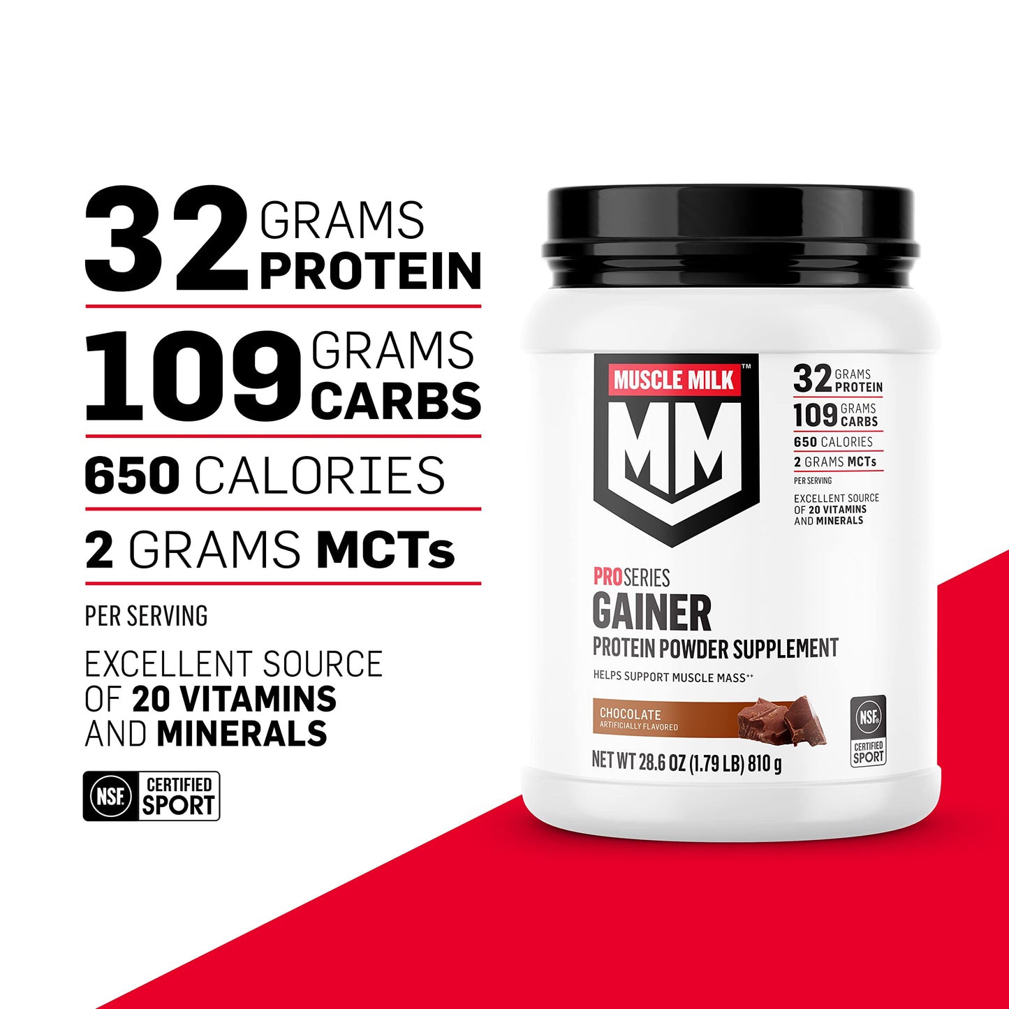 Muscle Milk Gainer Protein Powder, Vanilla Creme, 32g Protein, 5 Pound Muscle Milk