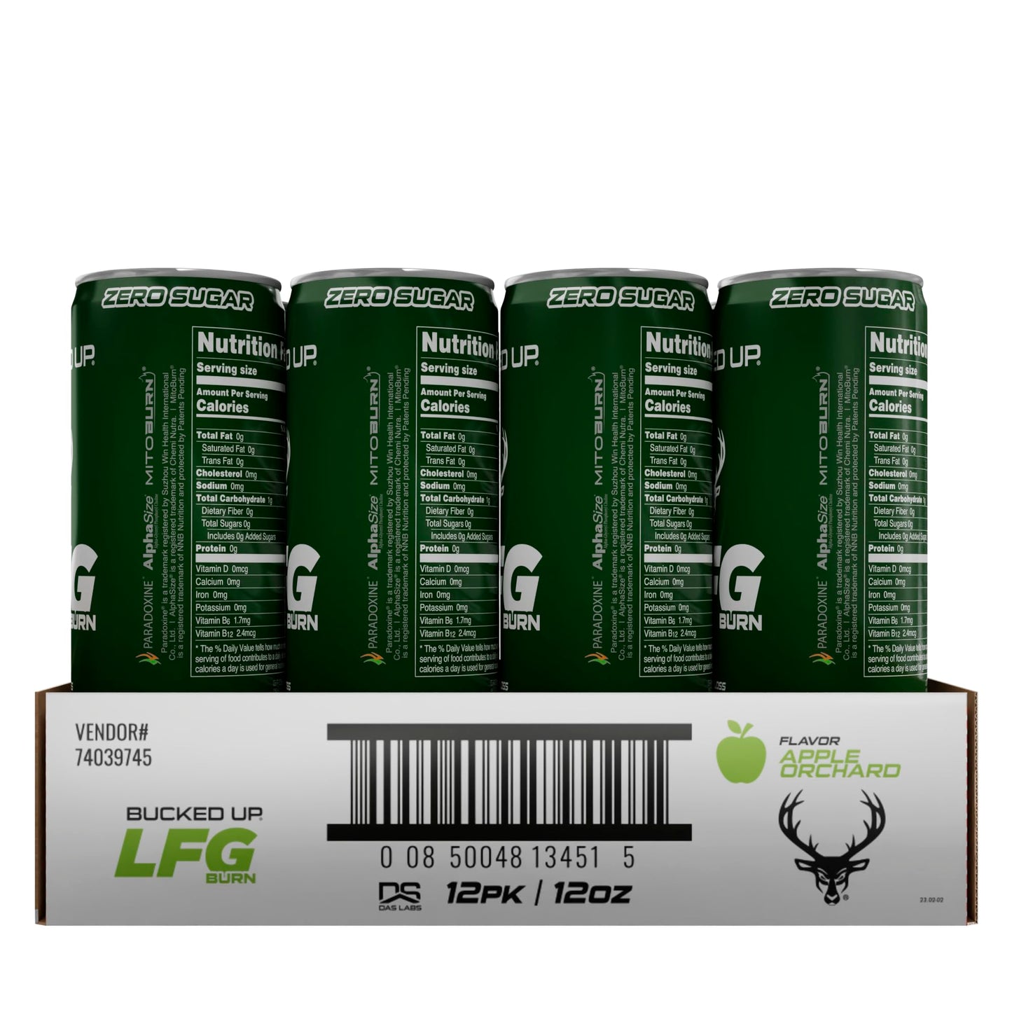 Bucked Up LFG BURN Energy Drink - Zero Sugar - 12 Pack (Apple Orchard) Gsupps Australia