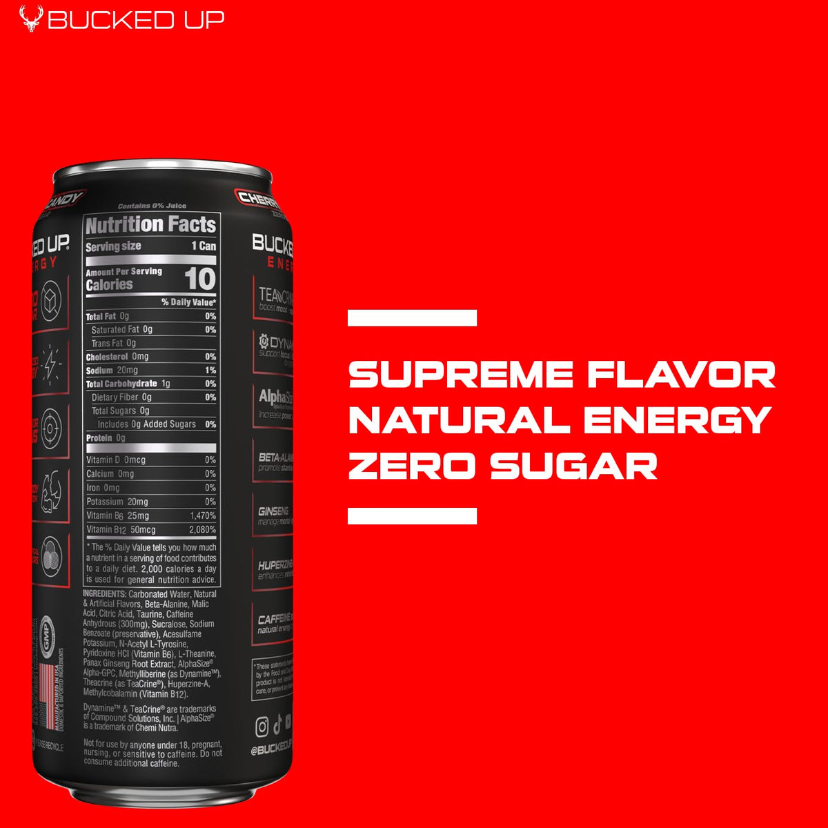 Bucked Up Energy Drink 300mg (Cherry Hard Candy) (12 CT) Gsupps Australia