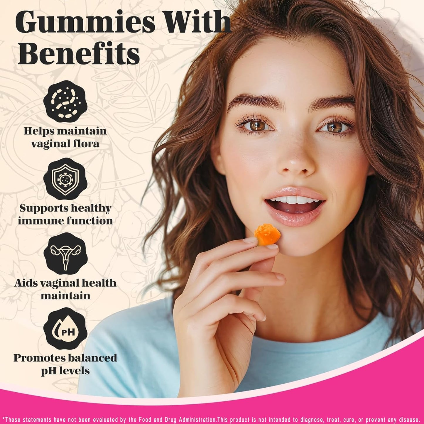 KEDISOM Premium Feminine Balance Gummies - for Women’s Health & Wellness - Immune Support - Vegan, Gluten-Free - Hawaiian Pineapple - 60 Gummies - 30 Servings KEDISOM