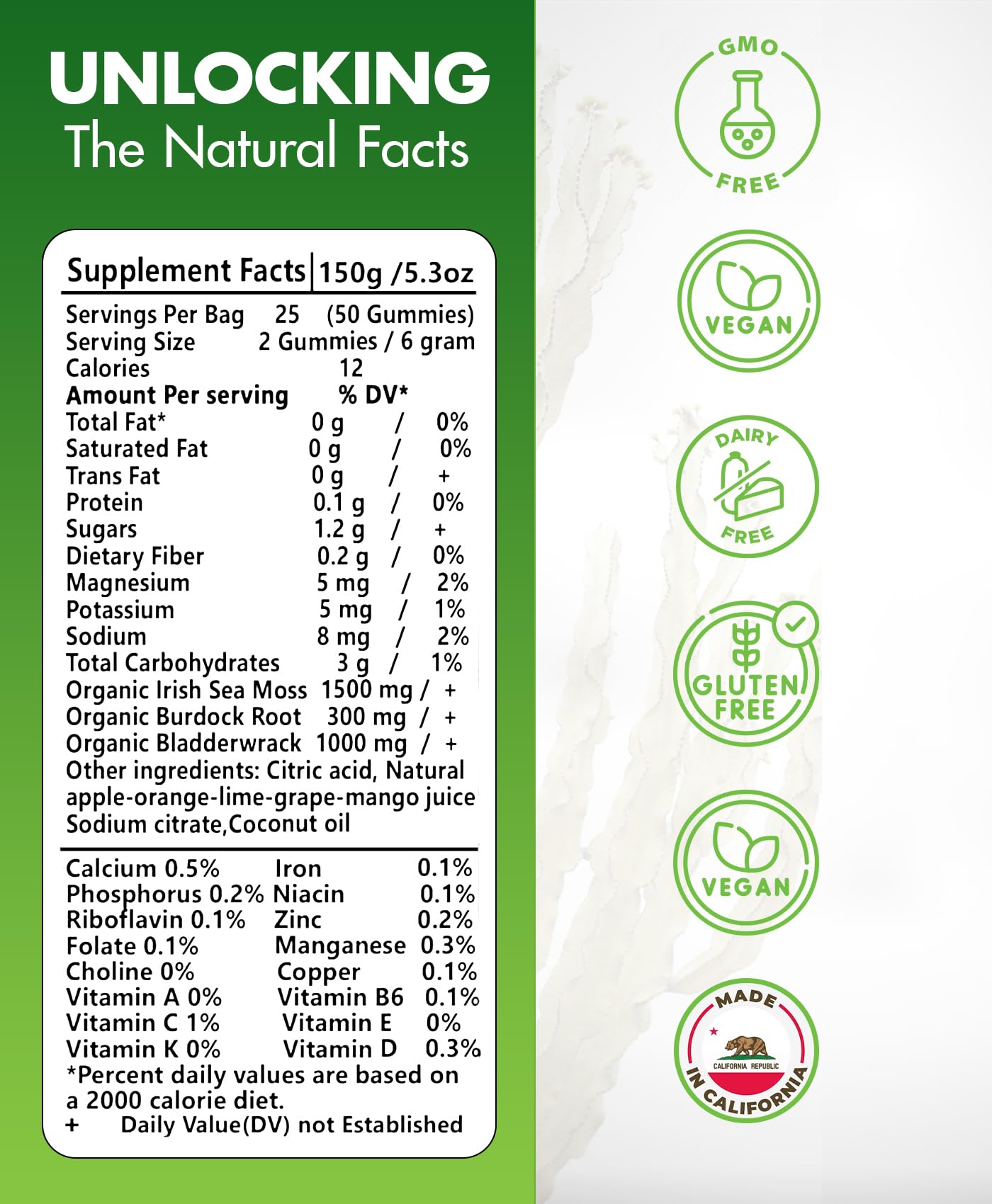 BIO VITALICA Sea Moss Gummies – with Bladderwrack & Burdock Root – Wildcrafted Gel + Powder – Vegan, Keto, Non-GMO, Gluten-Free – Fruity Mineral-Rich Gummies – 50 Count (3 Pack) BIO VITALICA
