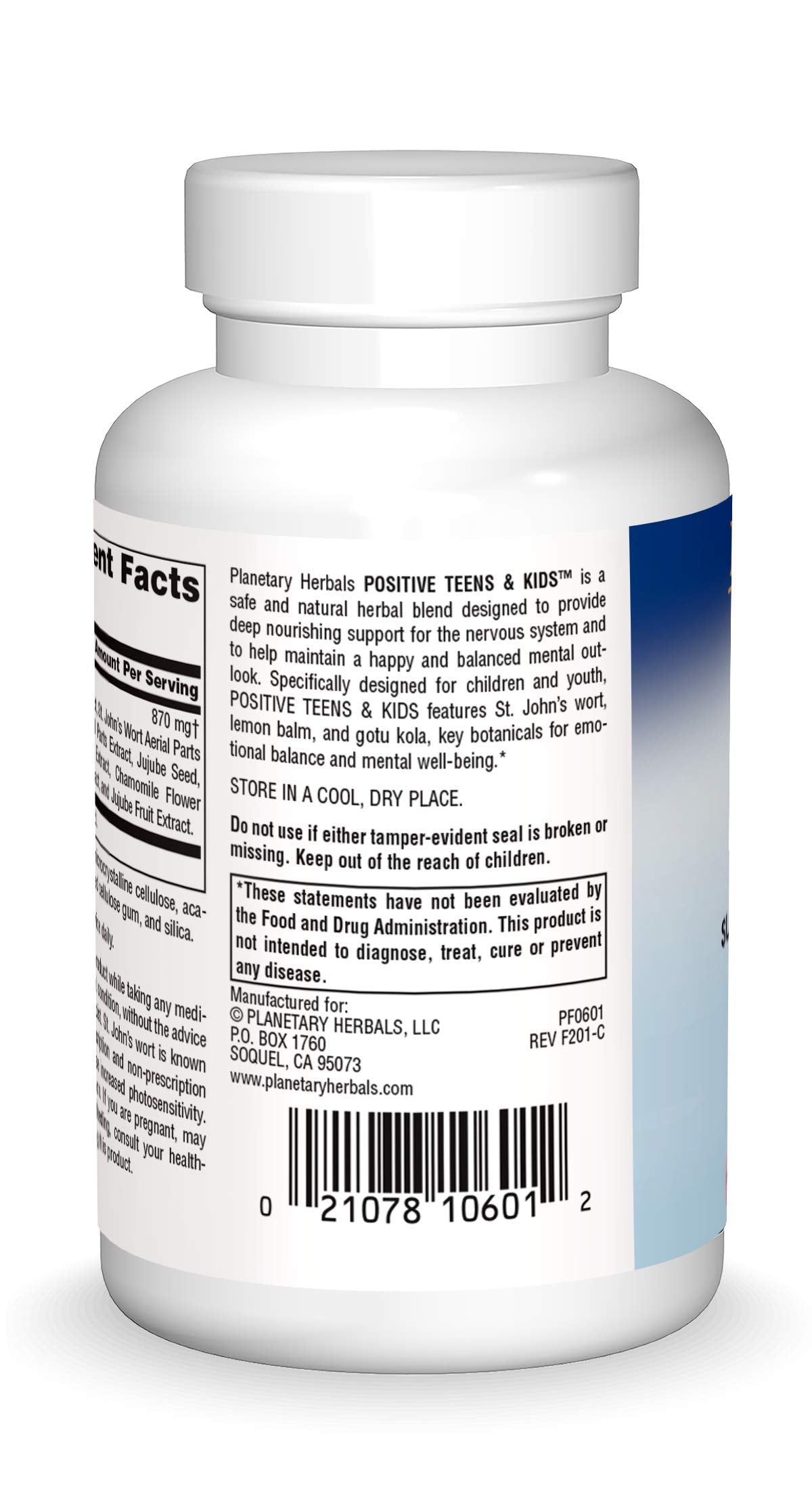 Planetary Herbals Positive Teens & Kids 435mg, Supports Emotional Well-Being,120 Tablets Planetary Herbals