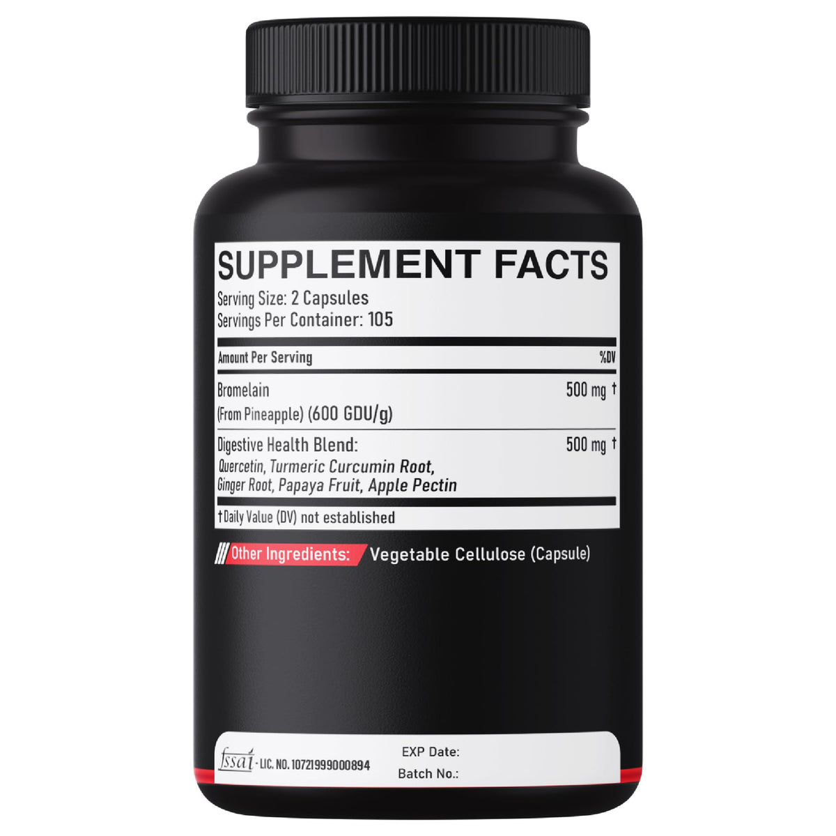 DEDICAD 6in1 Bromelain 500mg Supplement - 1000mg per Serving - 210 Capsules with Digestive Health Blend as Quercetin, Ginger, Turmeric, Papaya - Support Overall Health, Digestion & Immune System DEDICAD