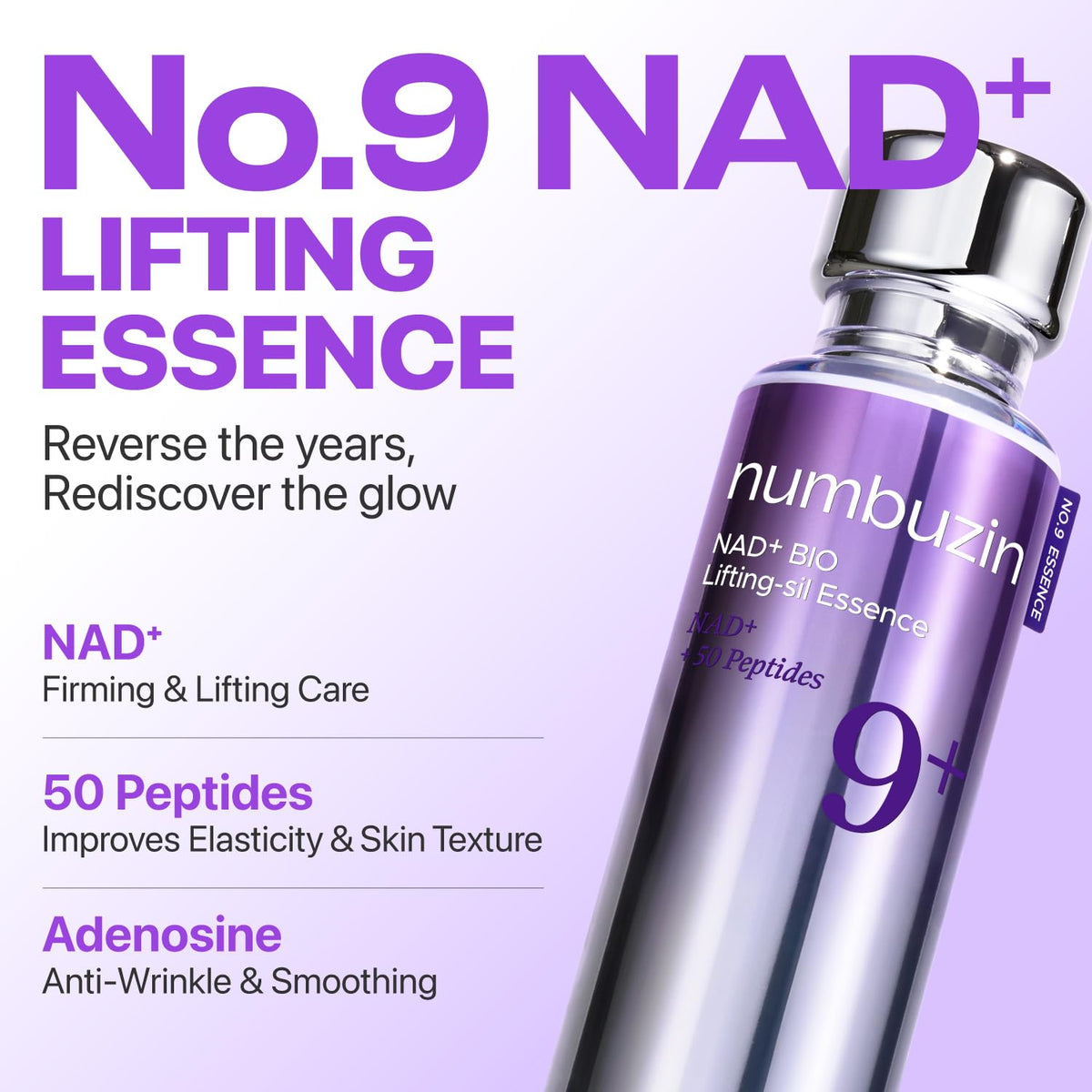 numbuzin No.9 NAD+ Peptide Lifting Serum for Face and Body, Firming & Wrinkles, 50 Peptide Essence for Sagging Skin, Fine Lines & Elasticity numbuzin