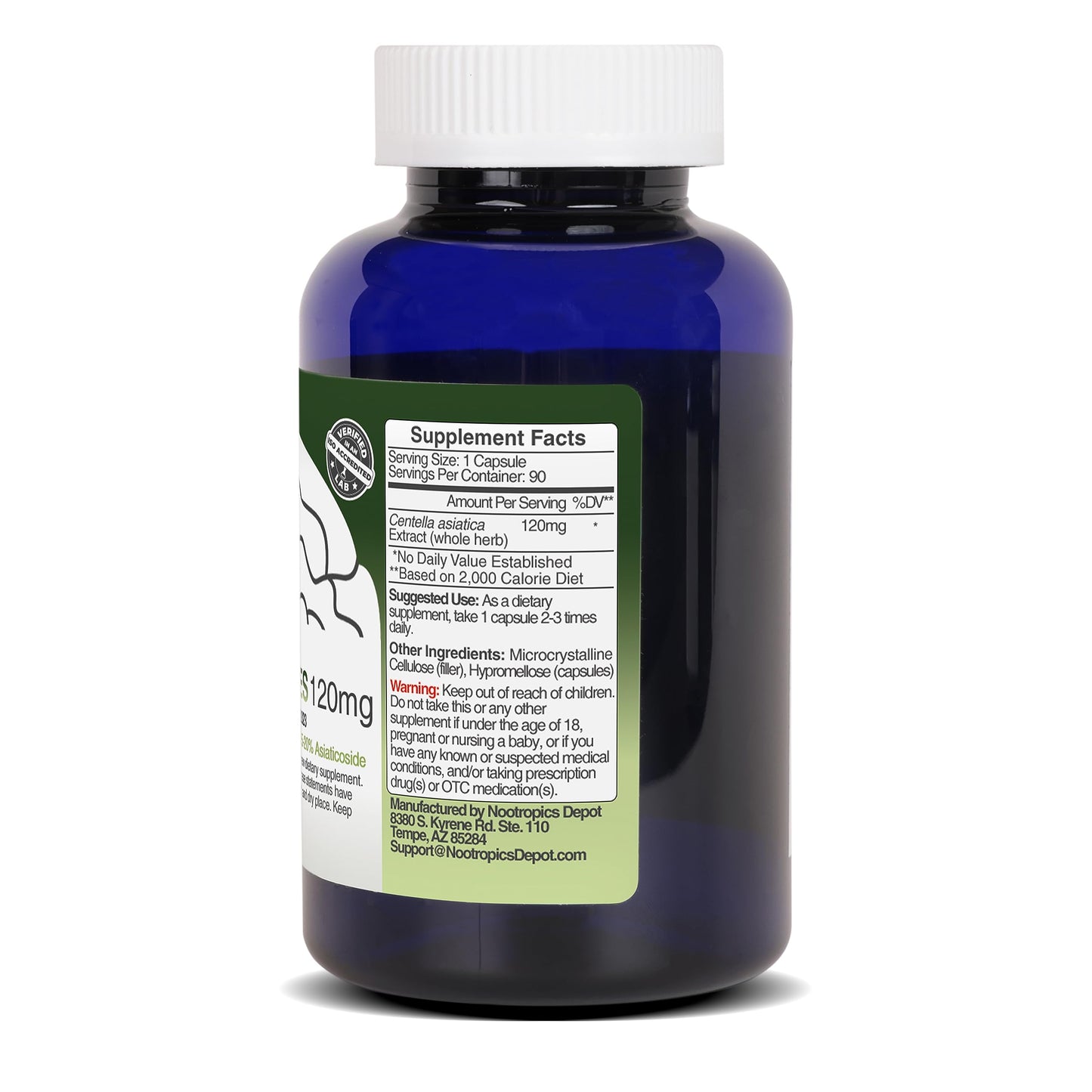 Nootropics Depot Gotu Kola Extract Capsules | 120mg | 90 Count | Acid Resistant | Centella asiatica | 35-45% Triterpenes | Supports Healthy Stress Levels | Promotes Memory Enhancement Gsupps Australia