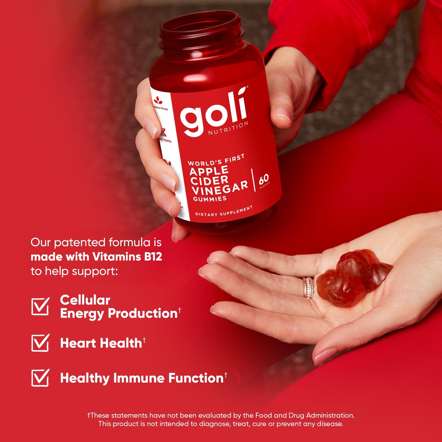 Goli Apple Cider Vinegar Gummies - Worlds First ACV Gummy with Vitamin B12, Beetroot & Pomegranate Goli