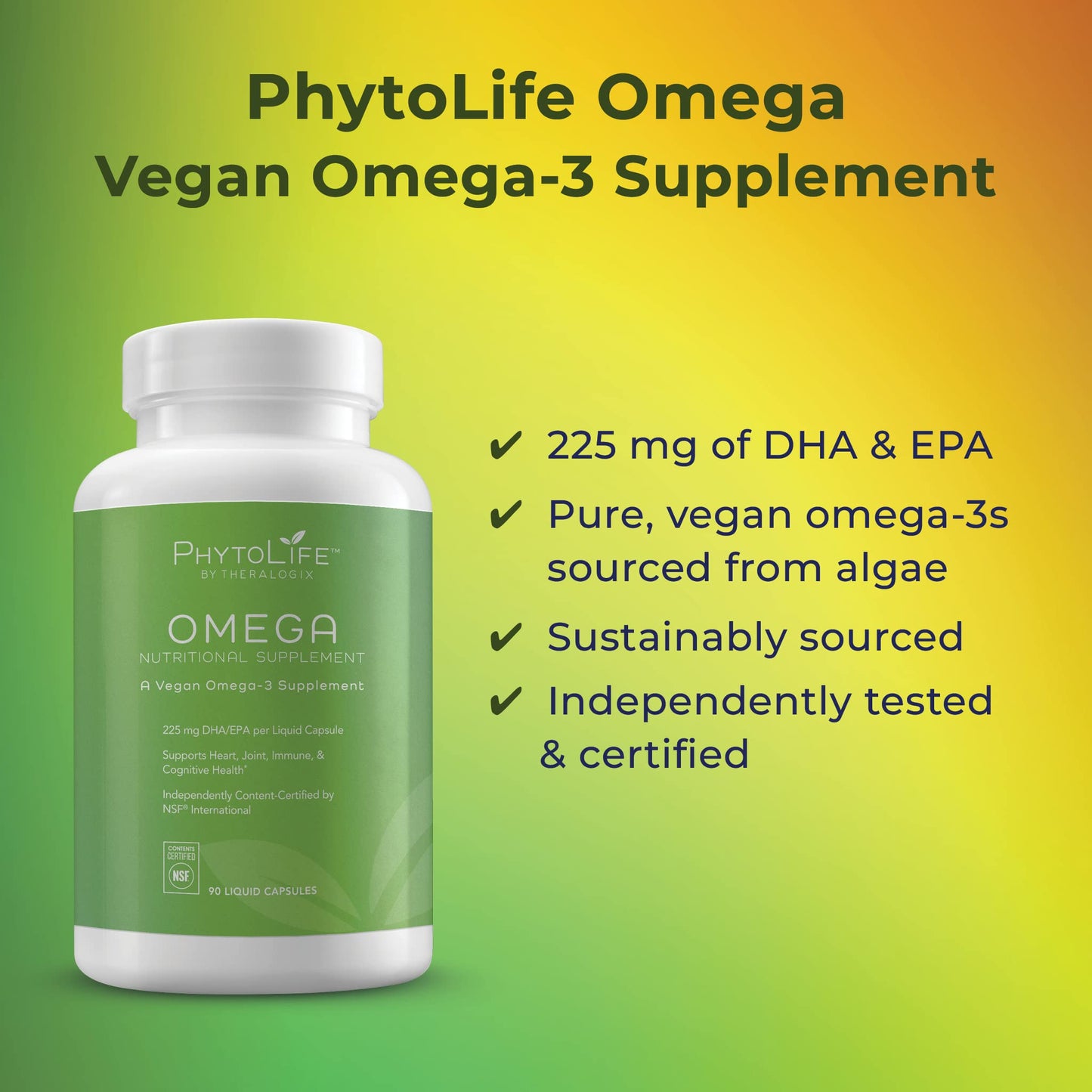 Theralogix PhytoLife Omega - 90-Day Supply - Vegan Algae Omega-3 Supplement Theralogix
