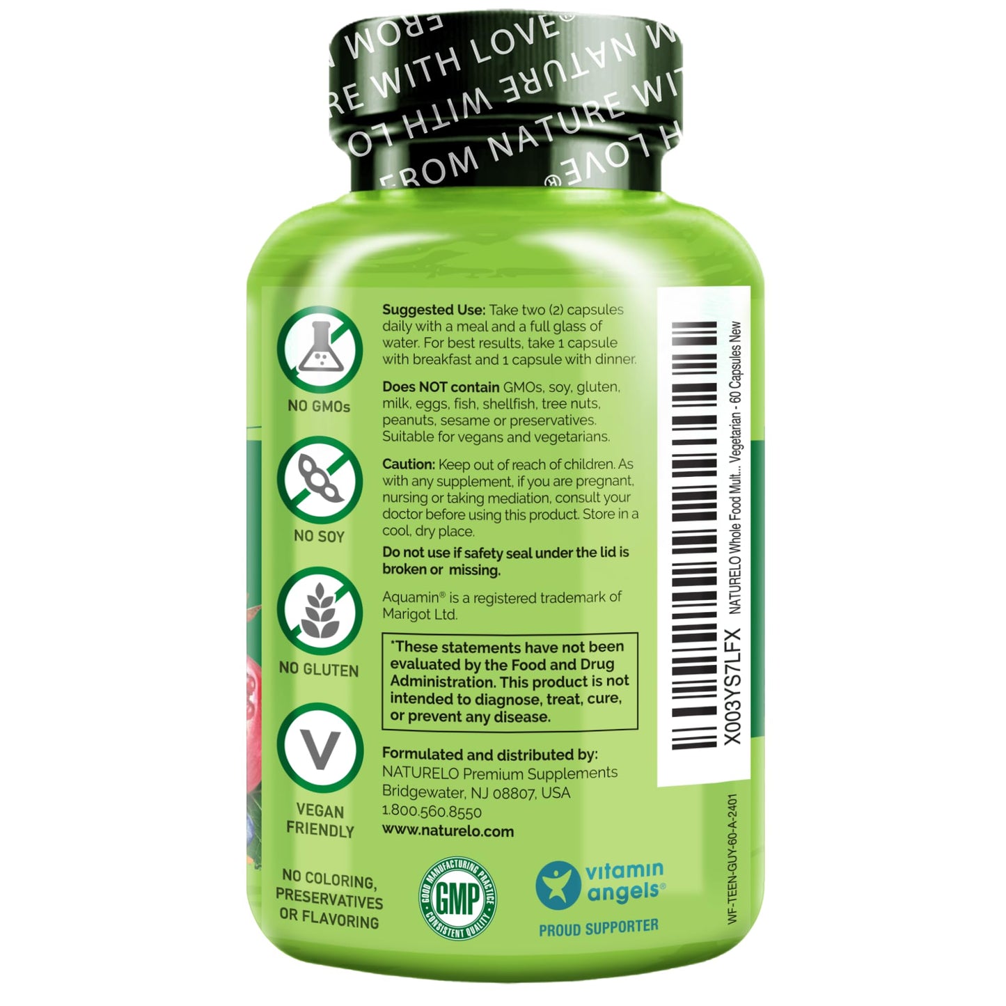 NATURELO Teen Multivitamin - Whole Food Multivitamin for Teenage Boys - Minerals Supplement for Active Kids NATURELO