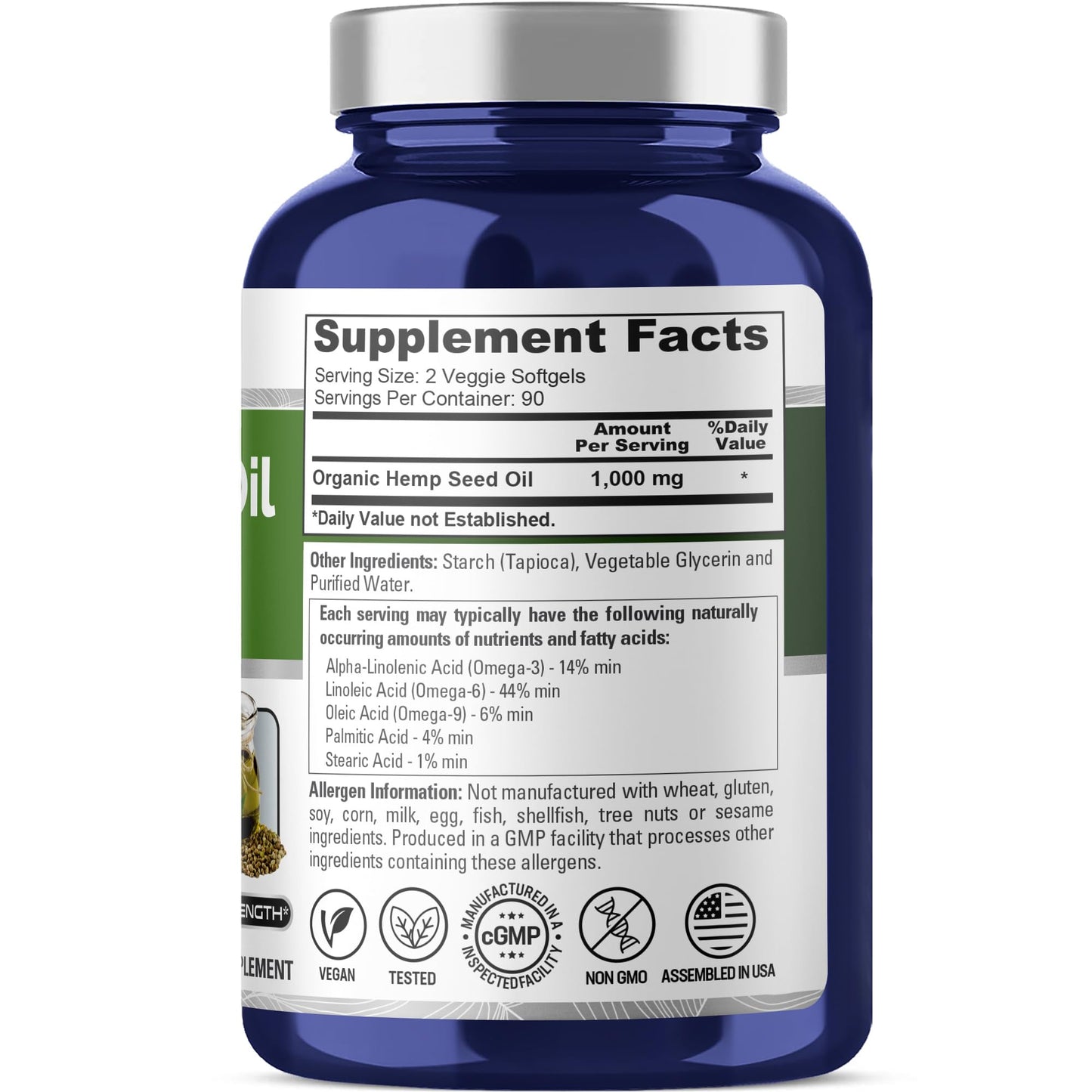 NusaPure Hemp Oil 1,000mg Per Serving, 180 Veggie Softgels, Non-GMO, Vegan NusaPure