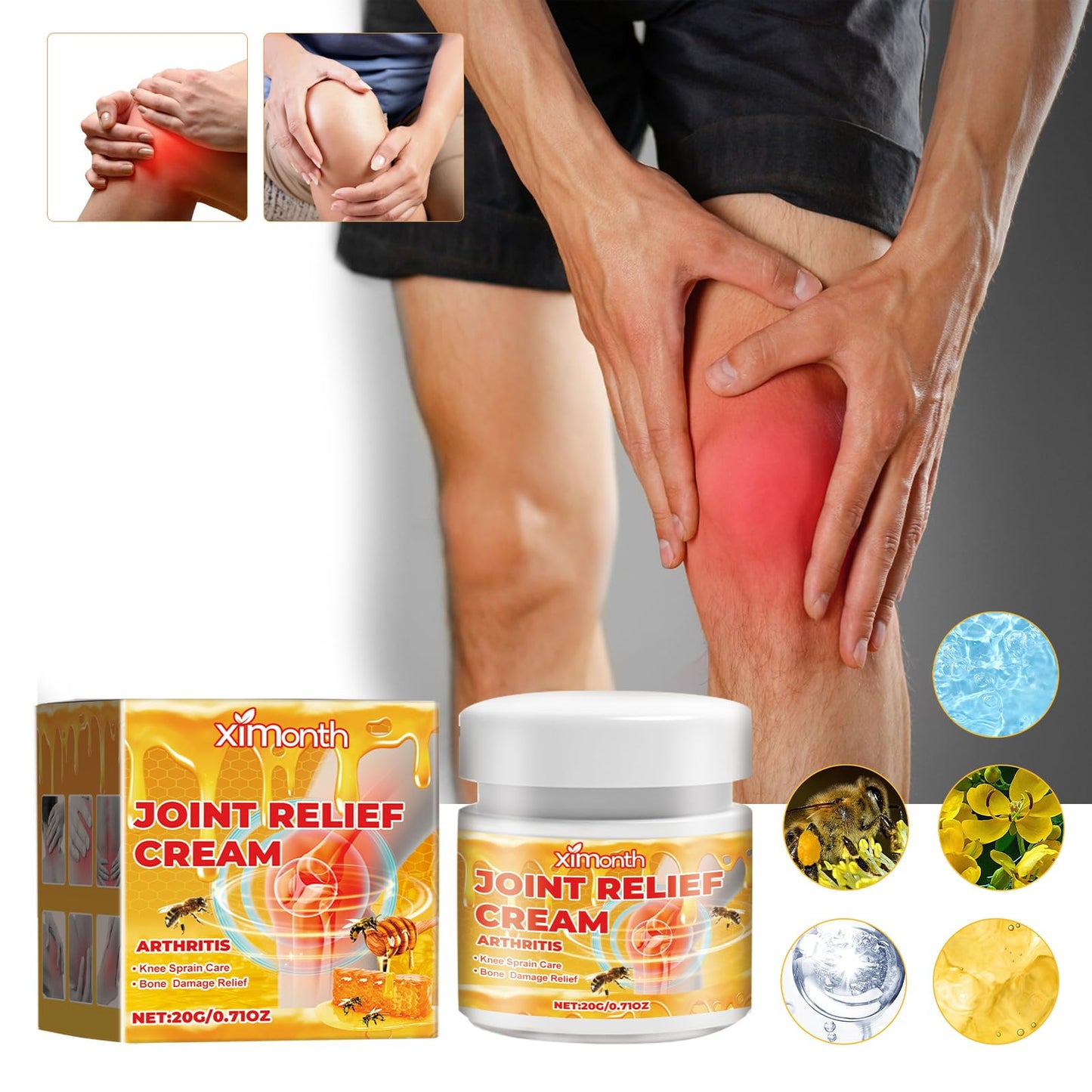 JOYVOIDX Joint & Knee Comfort Cream with Bee Venom and Cassia Flower, Formulated with Glucosamine for Flexibility and Mobility, 0.71oz JOYVOIDX