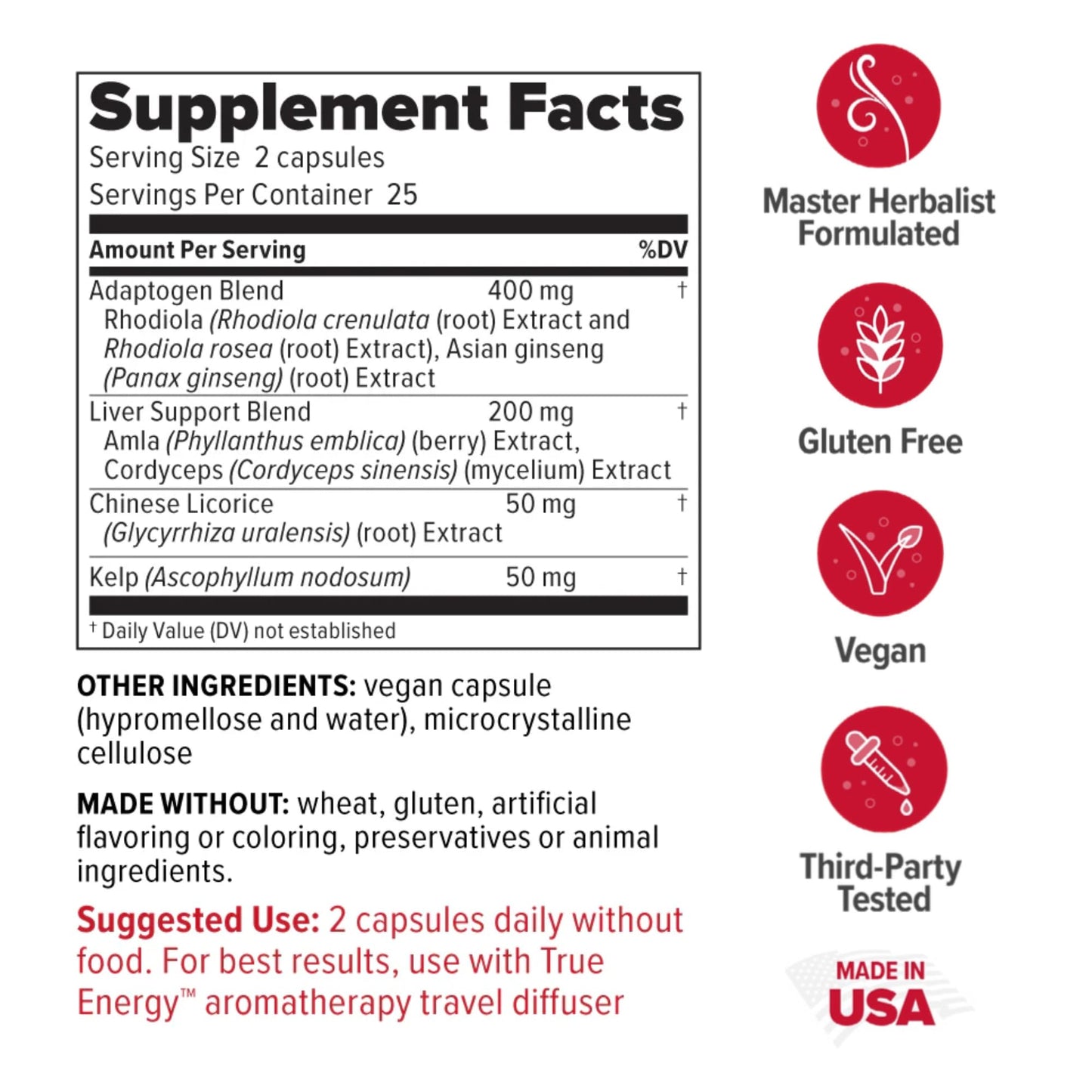 Redd Remedies, True Energy, Supports Energy Production and Stamina, 50 Vegan Capsules Redd Remedies