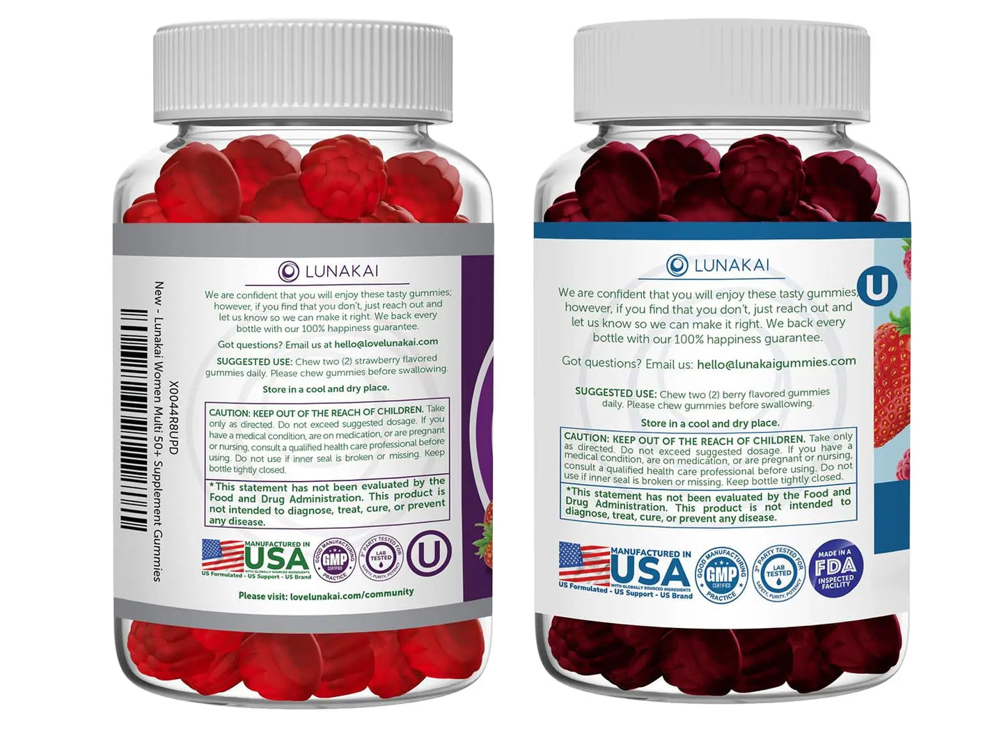 Lunakai USA Made Women 50+ Multivitamin & Probiotic Gummies Bundle – Immune & Digestive Support – 60 Non-GMO Gummies Each Lunakai