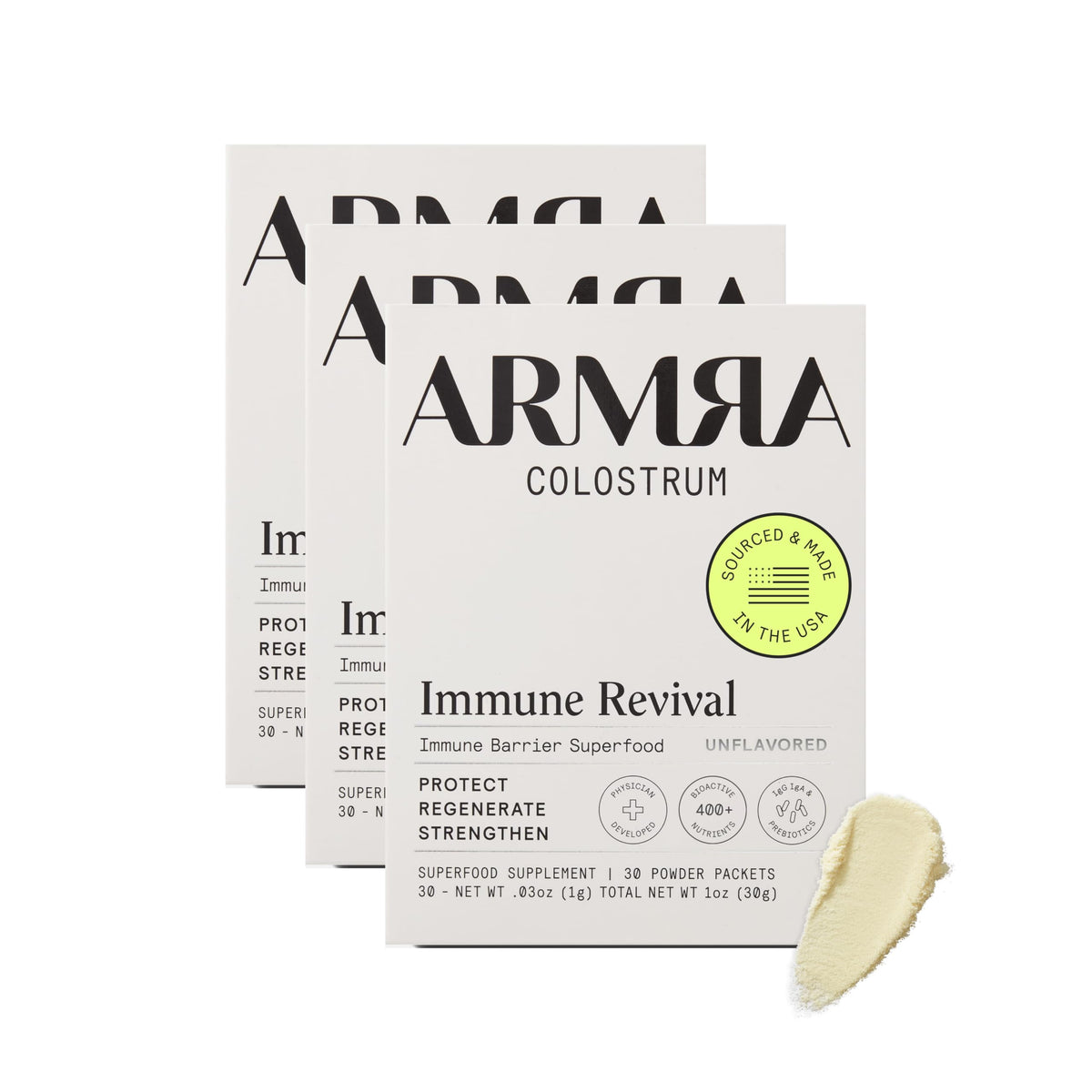 ARMRA Colostrum™ Premium Powder, Grass Fed, Gut Health Bloating Immunity Skin & Hair, Contains 400+ Bioactive Nutrients, Keto, Gluten & Fat Free (Unflavored Bundle | 90 Servings) ARMRA