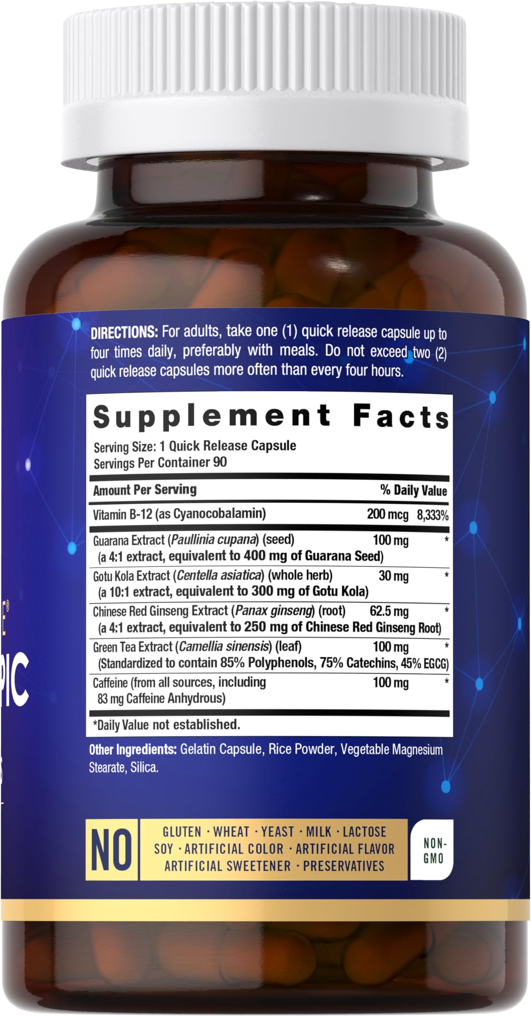 Carlyle Brain Nootropic Supplement | 90 Capsules | with Caffeine, B12, and Guarana Extract | Non-GMO & Gluten Free Carlyle