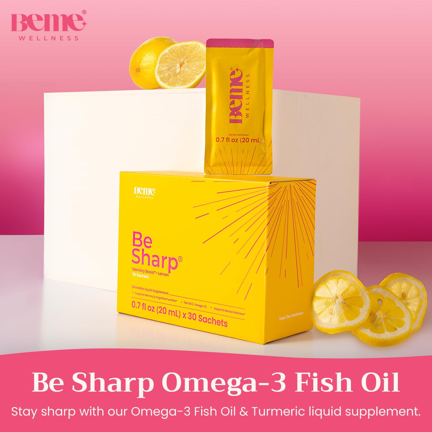 BeMe Liquid Omega 3 Fish Oil - Turmeric Curcumin, Lemon Balm Extract & Omega 3 Supplement for Women - Patented EPAX® for Quick Absorption & high bioavailability - Supports Memory & Brain Health BeMe