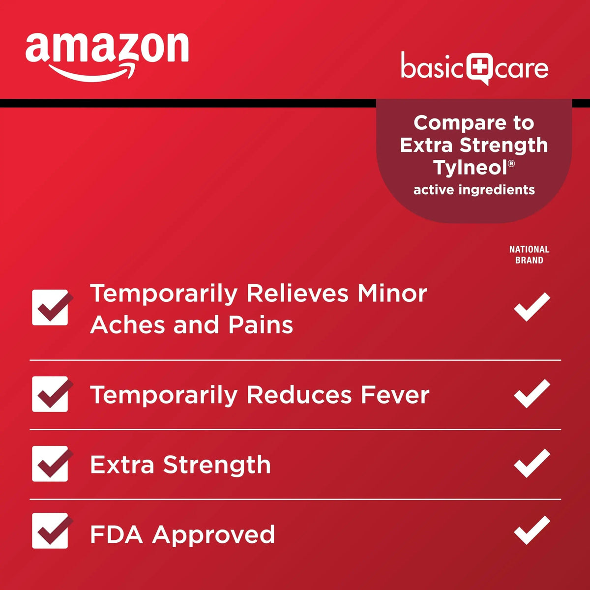 Amazon Basic Care Extra Strength Pain Relief, Acetaminophen Caplets, 500 mg, Pain Reliever/Fever Reducer, 500 Count Amazon Basic Care