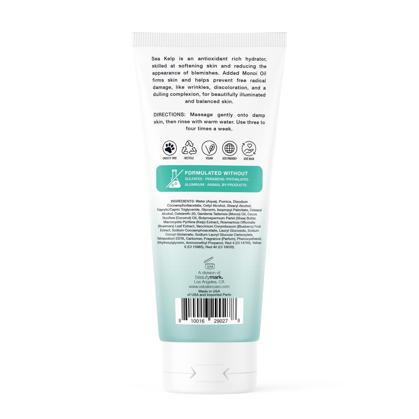Exfoliating Face Scrub with Monoi Oil & Sea Kelp – Clarifying & Firming Facial Exfoliator with Natural Pumice – Vegan, Paraben-Free, 5.1 fl oz VITAMINS AND SEA BEAUTY