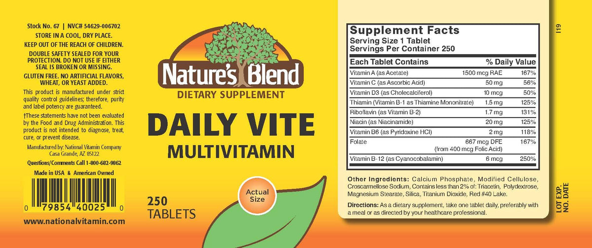 Nature's Blend Daily Vite 250 Tablets Nature's Blend