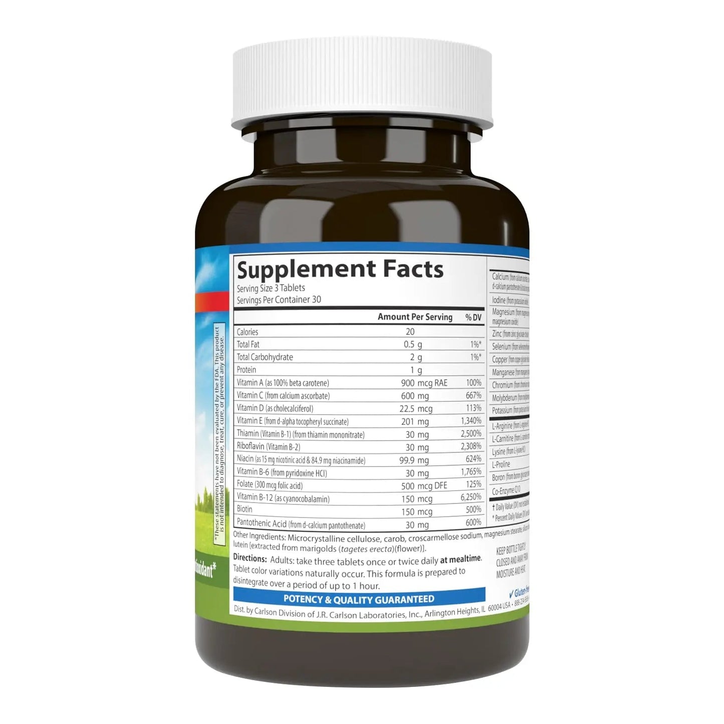 Carlson - Cardio Complete, Advanced Multivitamin, Heart Health, Circulatory Support, 90 Tablets Carlson
