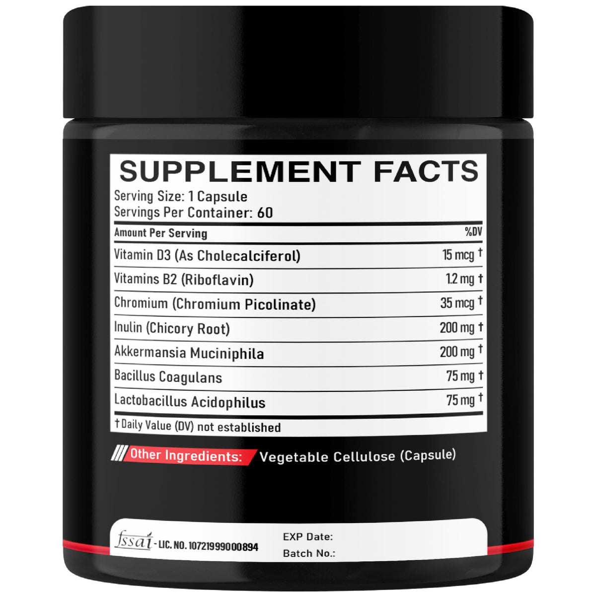 DEDICAD Akkermansia Probiotic for Increases GLP-1 - Contains Inulin, Bacillus Coagulans, Lactobacillus Acidophilus & Chromium - 60 Days Supply - 60 Capsules DEDICAD
