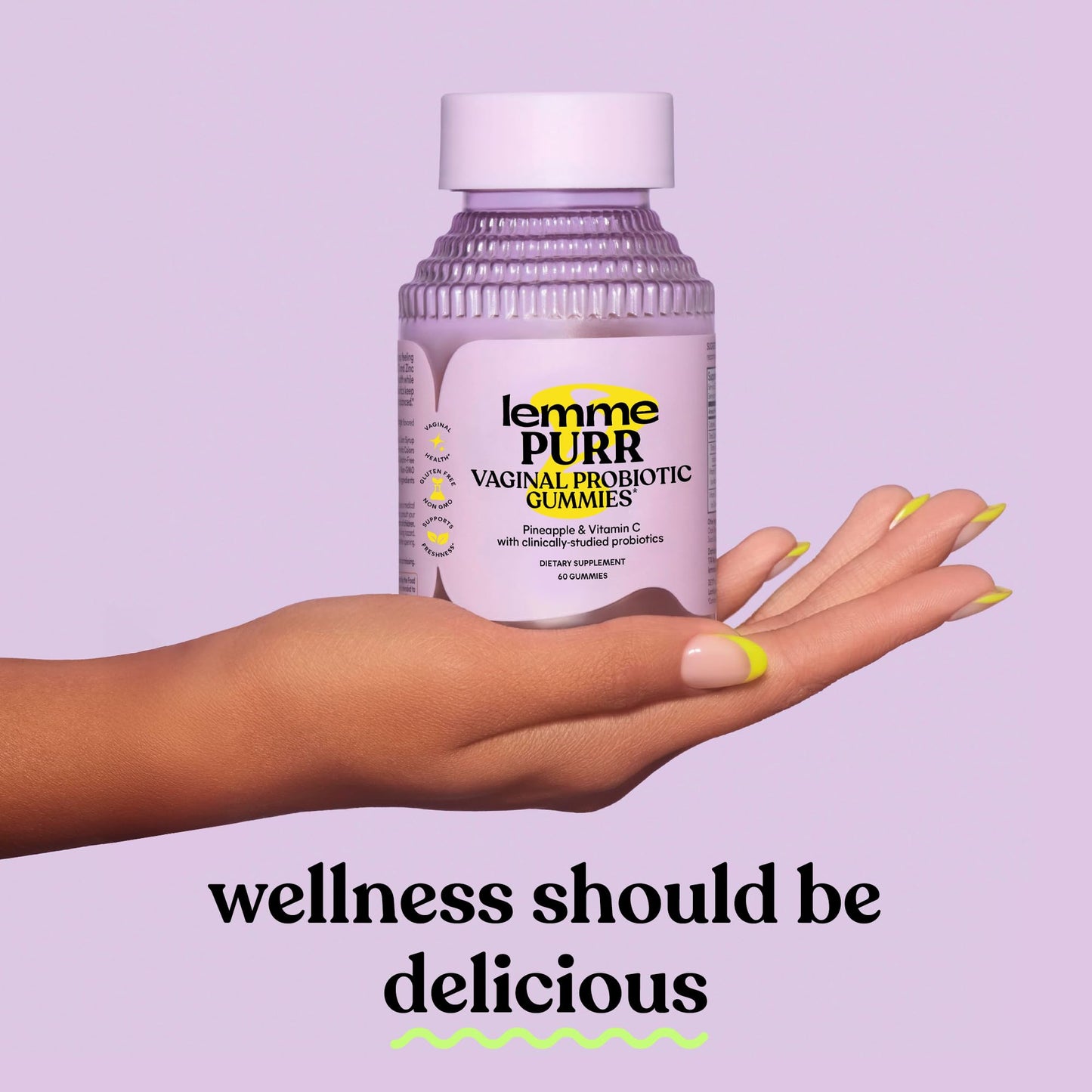 Lemme Purr Vaginal Probiotic Gummies for Women - Balanced pH, Healthy Odor, Yeast Balance & Flora Support + Vitamin C for Immune Health - Tasty Pineapple (60 Count) Gsupps Australia