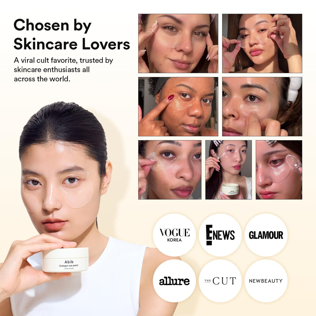 Abib Vegan Collagen Eye Patches for Wrinkles & Fine Line with Jericho Rose Jelly & Peptides, 60 Count, Korean Skin Care abib
