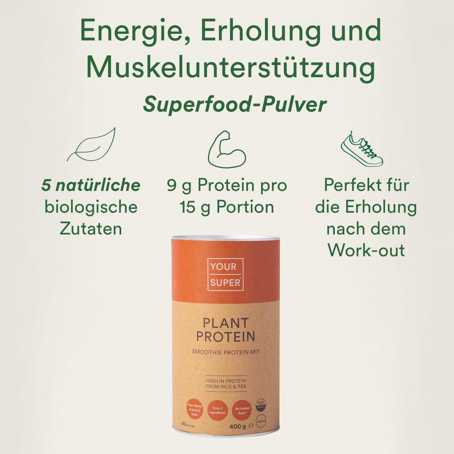 Your Super Plant Protein Organic Superfood Powder – Plant Based Protein Powder for Muscle Growth Your Super