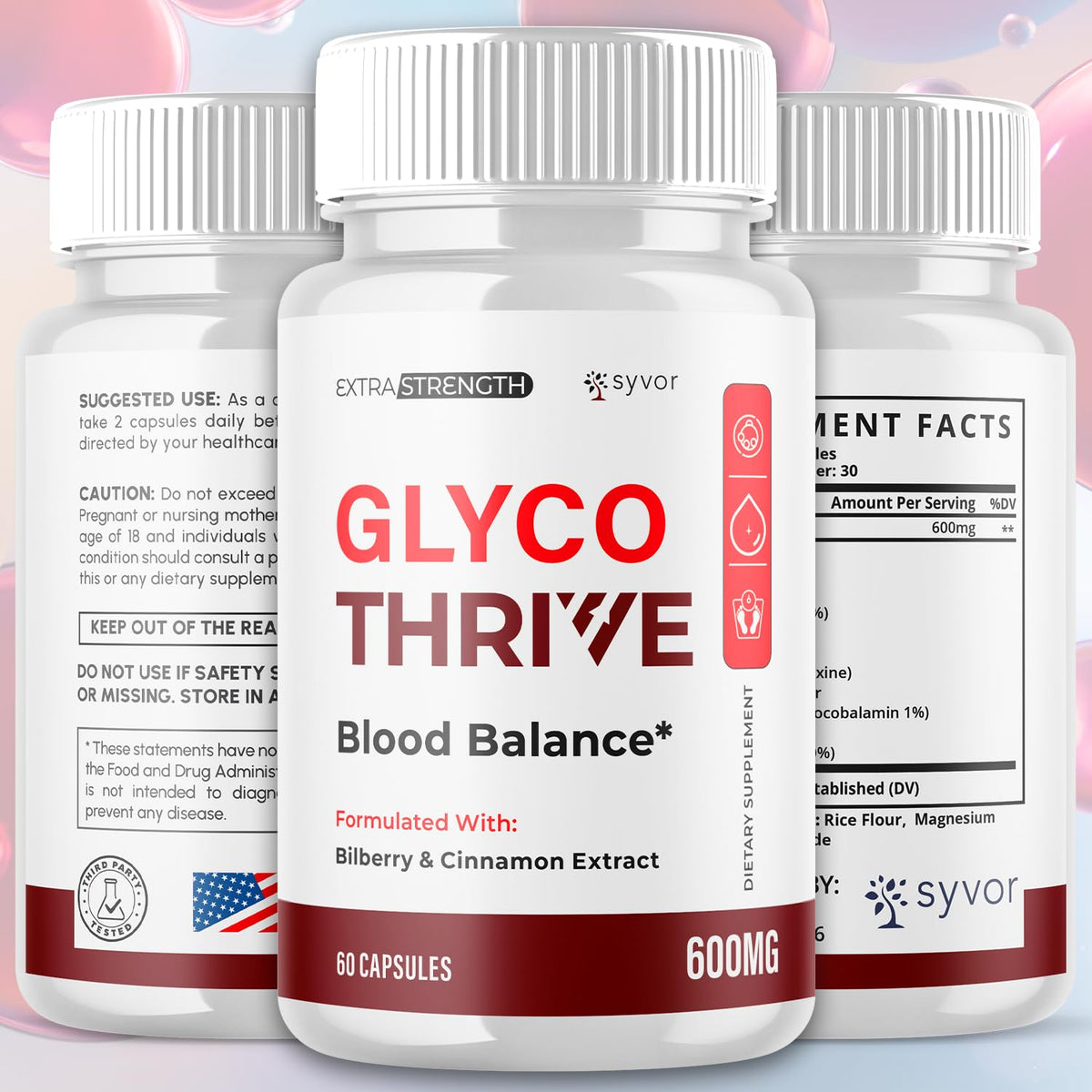 (2 Pack) Glyco Thrive Capsules, Official GlycoThrive Glycogen Support Pills with All Natural Ingredients, Advanced Formula Health Supplement with Max Strength Vitamins for Women & Men (120 Capsules) Syvor