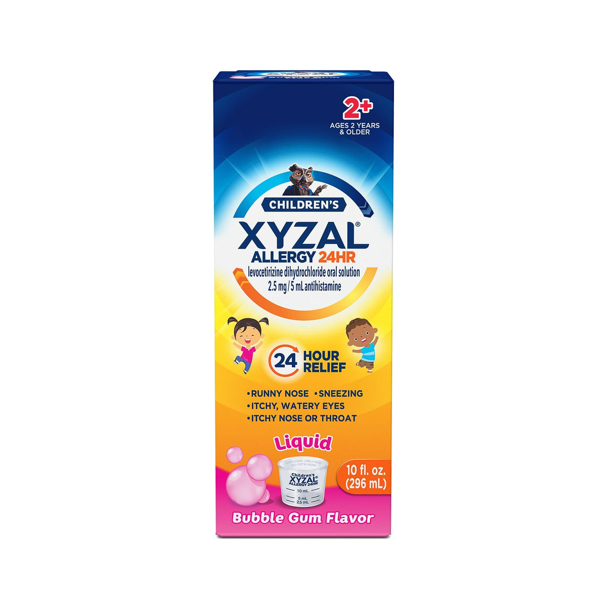 Xyzal Children's 24 Hour Allergy Relief Medicine for Kids, Levocetirizine Dihydrochloride Liquid Antihistamine, Bubble Gum, 10 Fl. oz. Xyzal