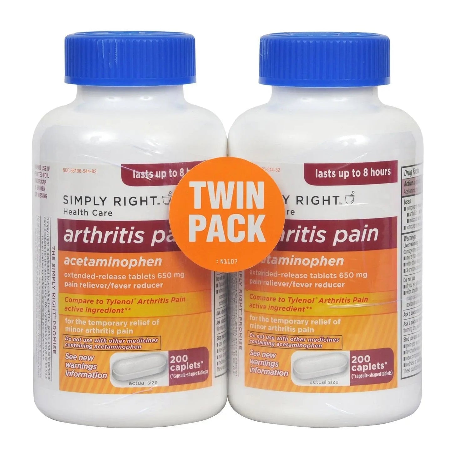 Arthritis Pain Reliever, Extended Release, Acetaminophen 650 mg, 400 Caplets Member's Mark