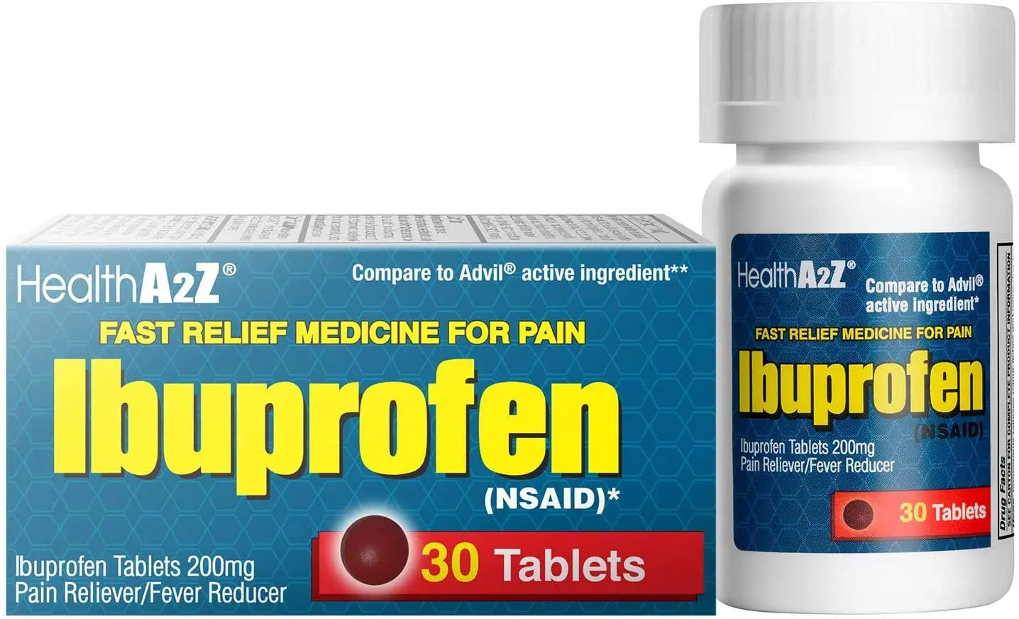 HealthA2Z® Ibuprofen Caplets 200mg | Pain Reliever & Fever Reducer | 24 Packs of 30 Tablets (720 Tablets Total) | Value Pack | NSAID HealthA2Z
